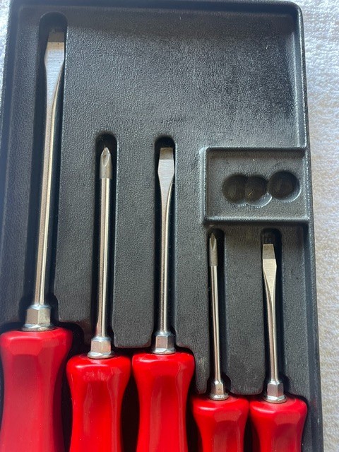 VTG Snap On Tools Racing Edition 5 Piece Screwdriver Set Red Handles SDX500R