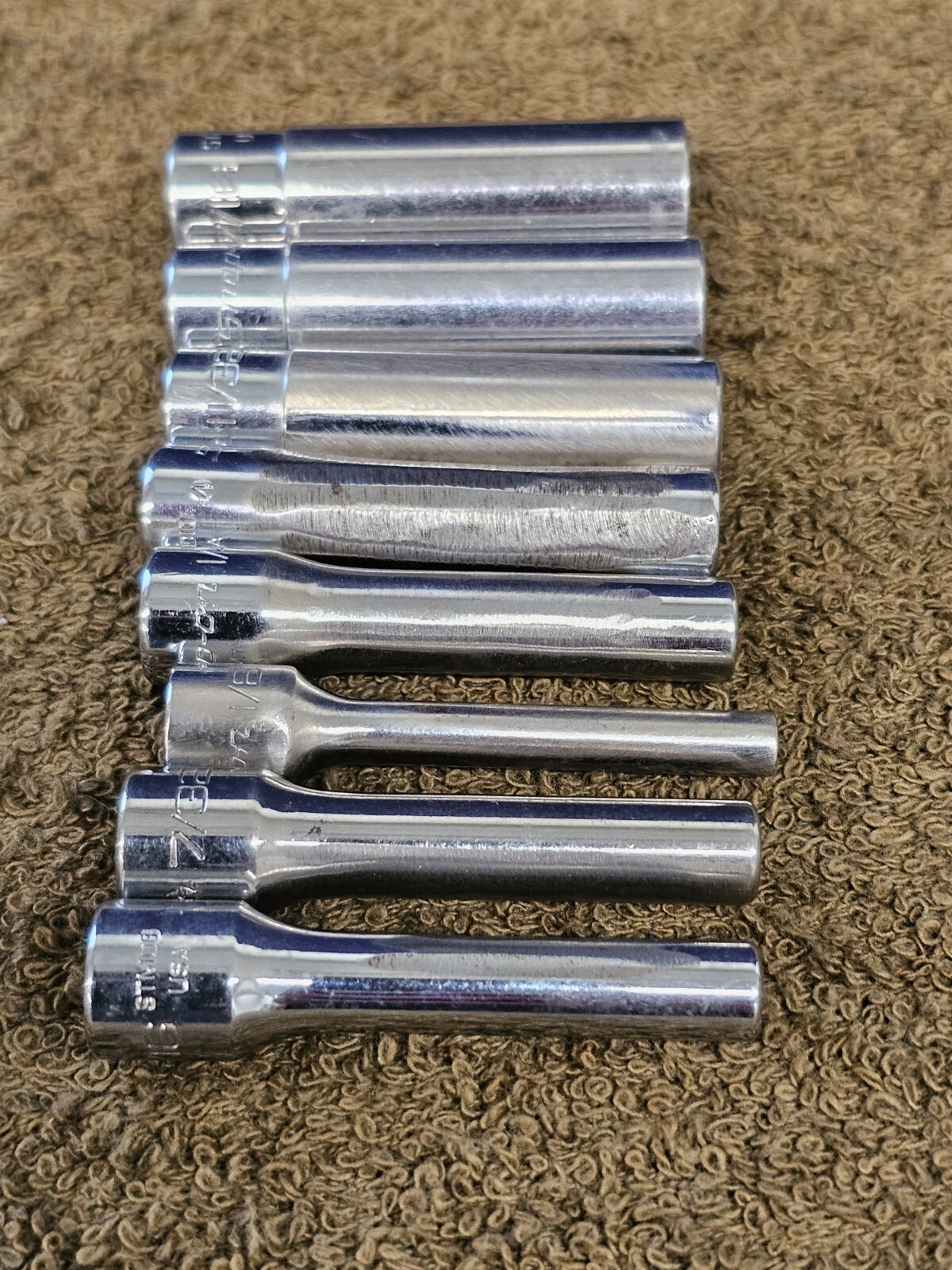 8 Snap on Deep Well Socket Set 1/4″ Drive Sae 7/16 3/8 11/32 5/16 7/32 3/16 STM