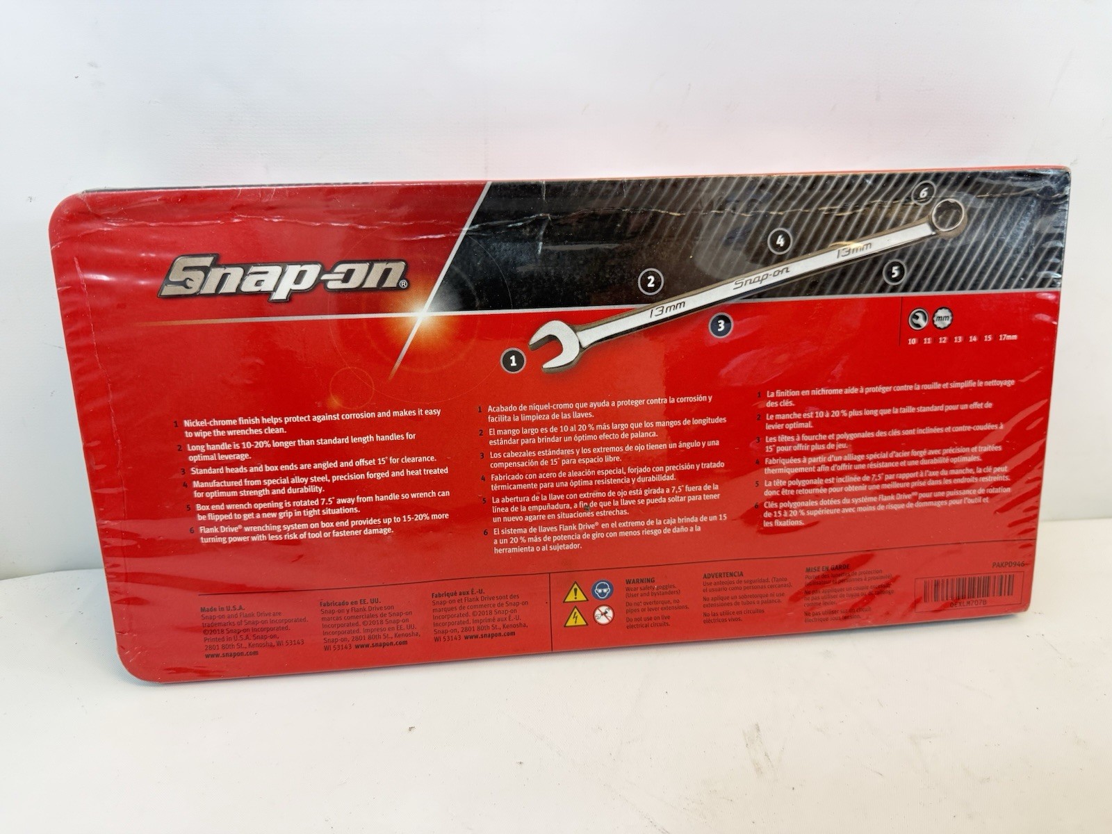 NEW Snap On OEXLM707B 7pc 10-17mm Metric Long Length Combo Wrench Set USA