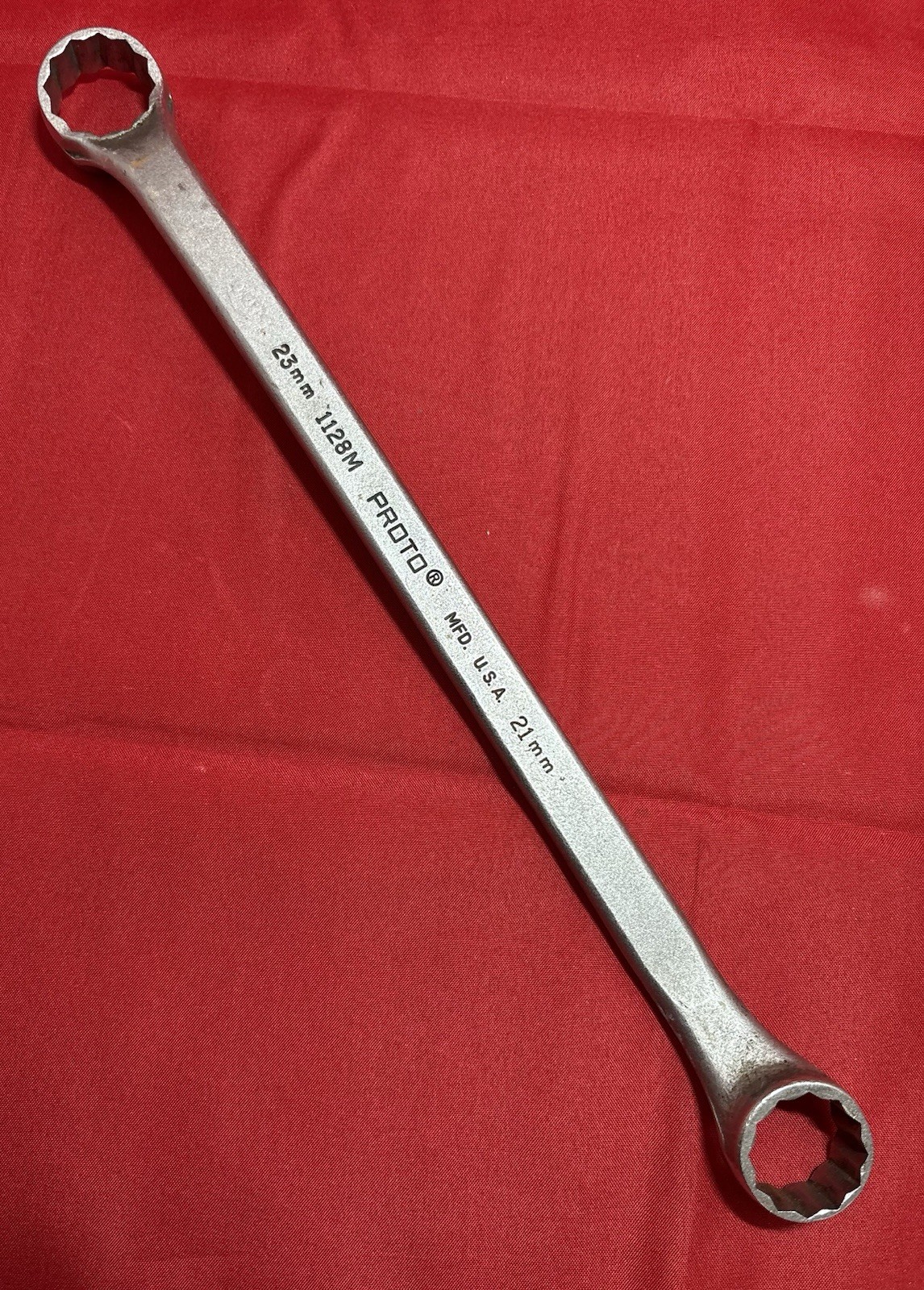 PROTO 1128m 23MM x 21MM 12PT, OFFSET BOX WRENCH VINTAGE Proto Wrench 12.5 Inches