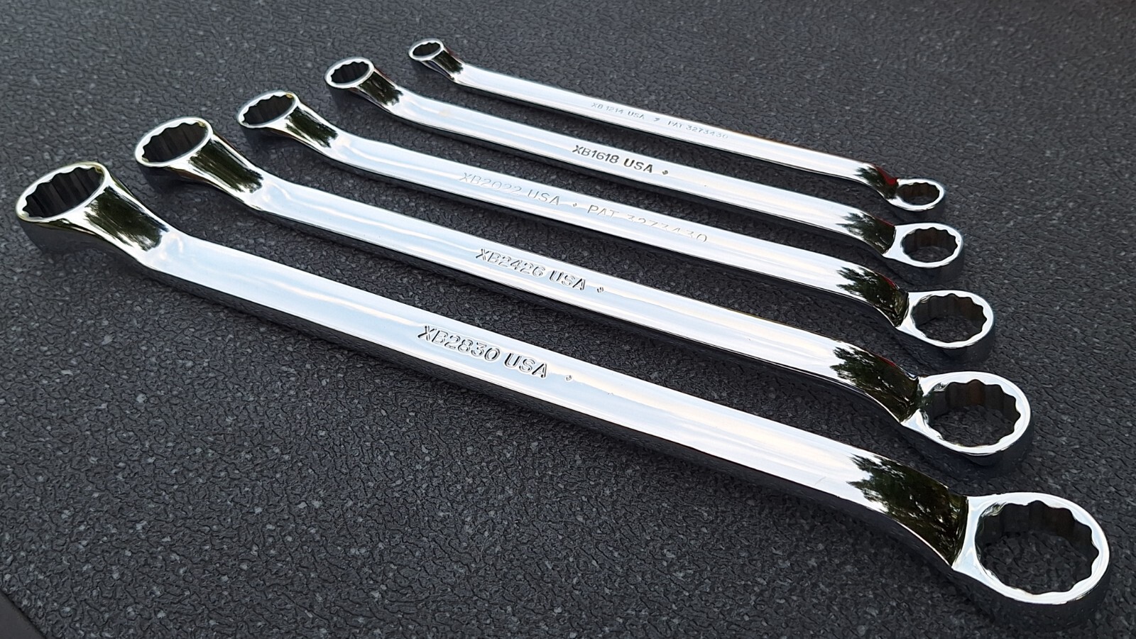 NOS*** UNDERLINED Snap On XB605A SAE 5-pc Offset Double Box Wrench Set w/ Tray