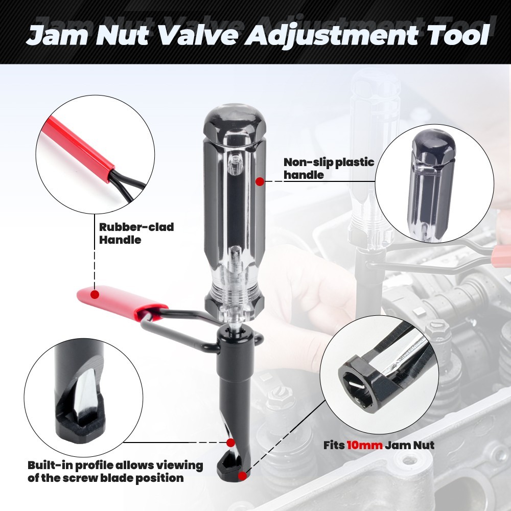 for Honda 648827 Valve Lash Adjustment Tool Set for 10mm Jam Nut+Slotted Stud