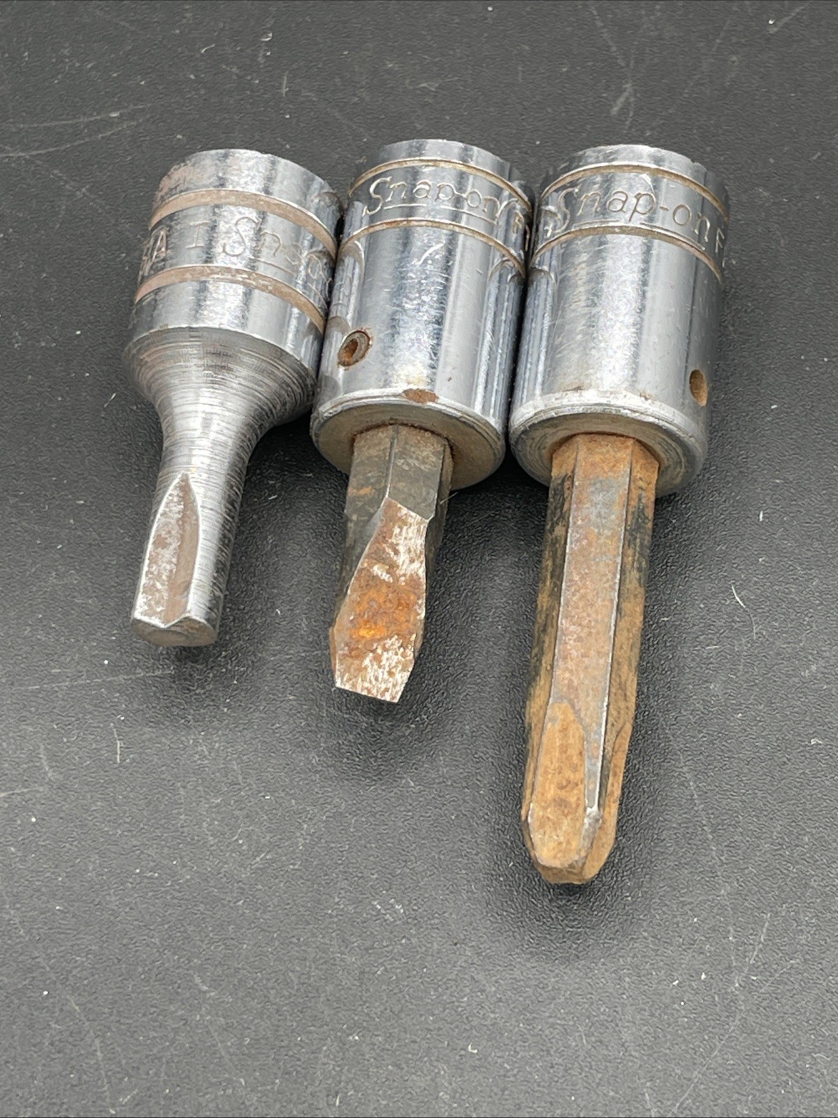 3pc Various Snap-on Tools 3/8″ Drive Socket Bits FTX 50 FP-41B F-30 USA