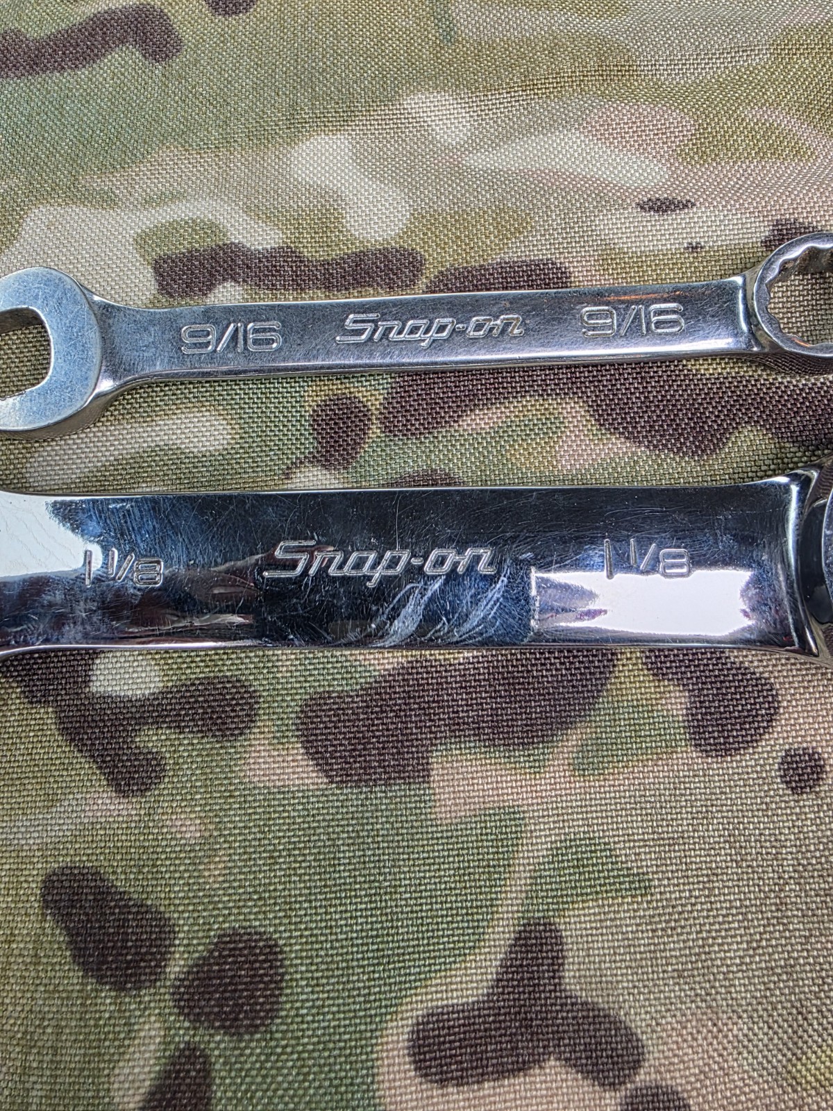 Snap On 1-1/8″ SAE Short Combination Wrench, Part# OEX360B And 9/16″ # OEX180B