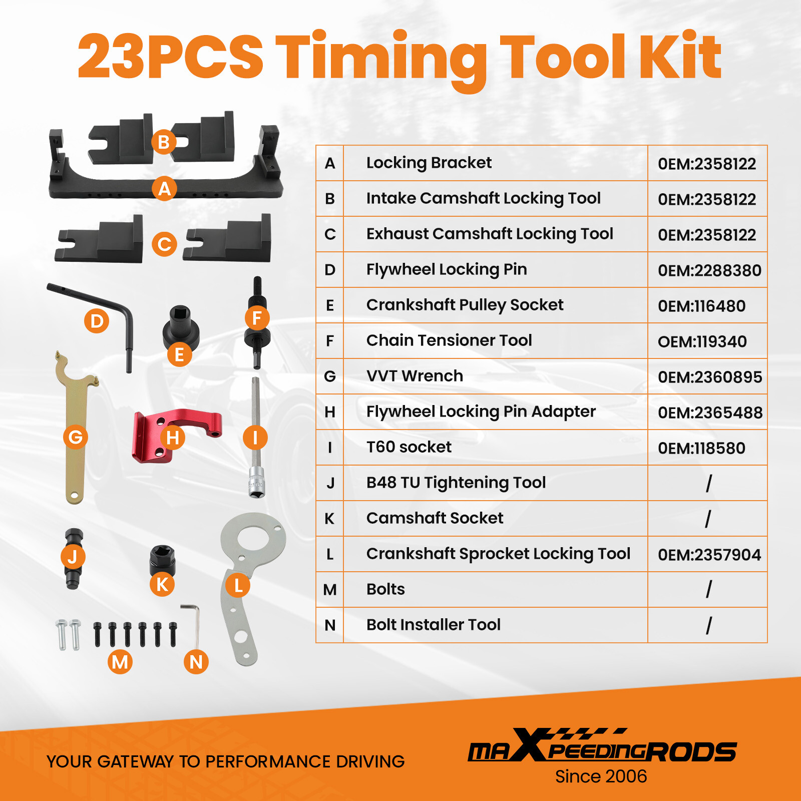 Timing Camshaft Locking Tool Kit For BMW F55/F56 Mini One 2014-2018 2358122
