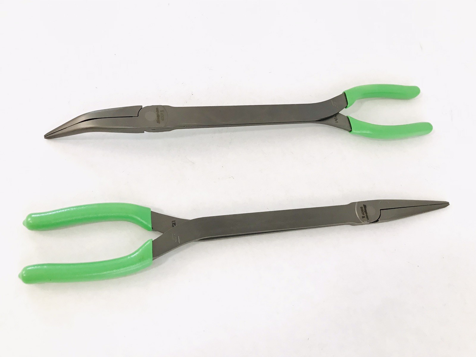 Snap-on 15″ Long-Neck Needle Nose Pliers & 35° Bent Talon Grip (Green) NEW!!!