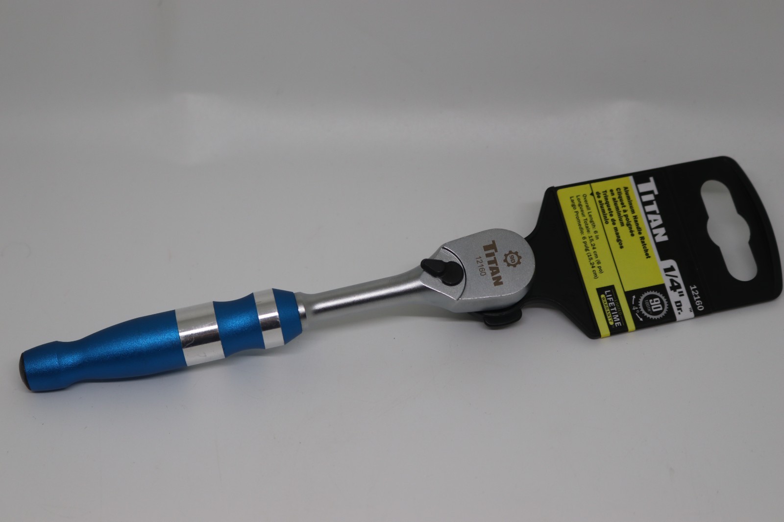 Titan 1/4″ Drive X 6″ Sealed Head Aluminum Ratchet Model 12160 – Blue