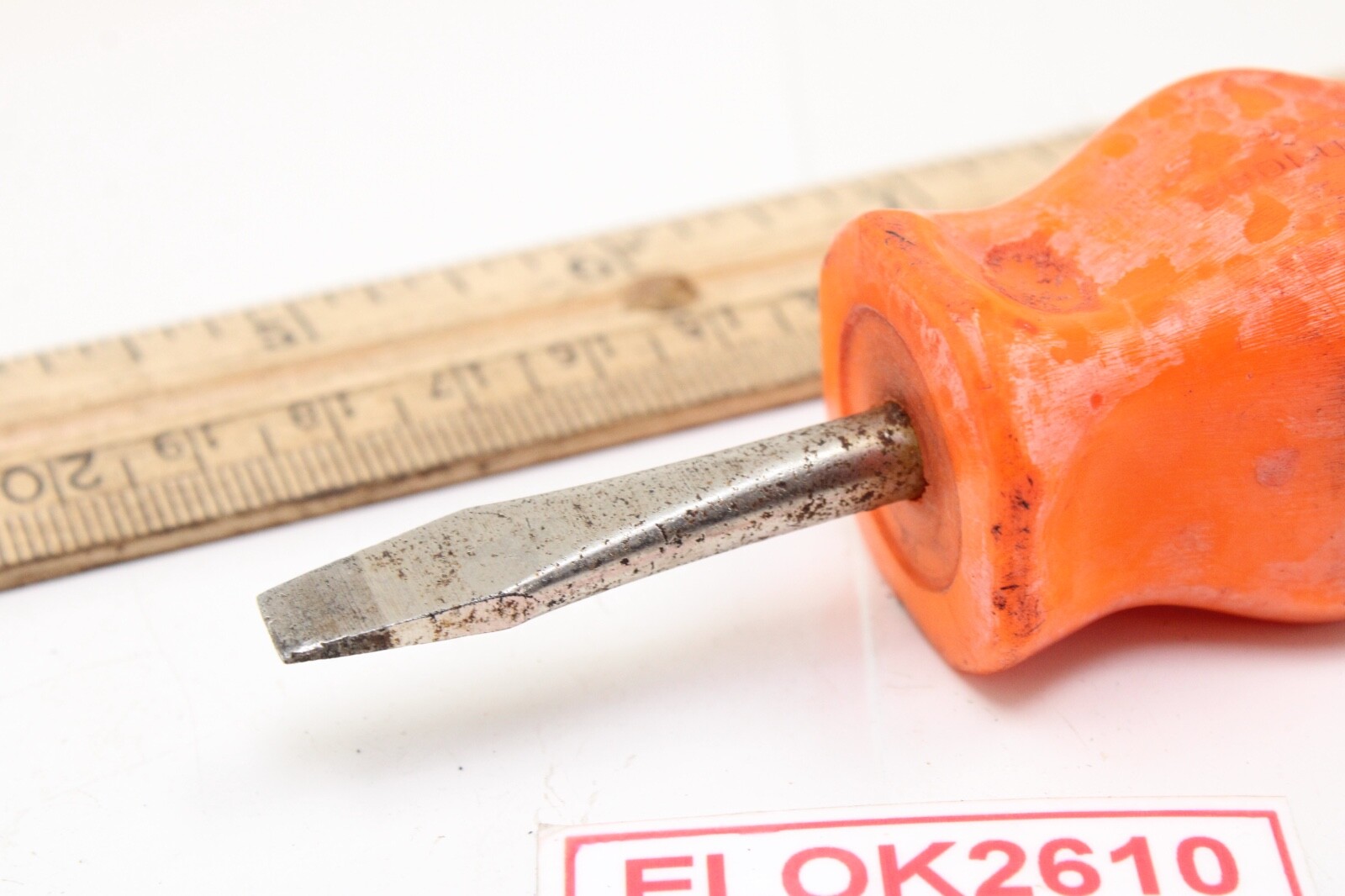 Snap On SDD1 1/4″ x 1-1/2″ Hard Orange Handle Flat/Slotted Stubby Screwdriver US