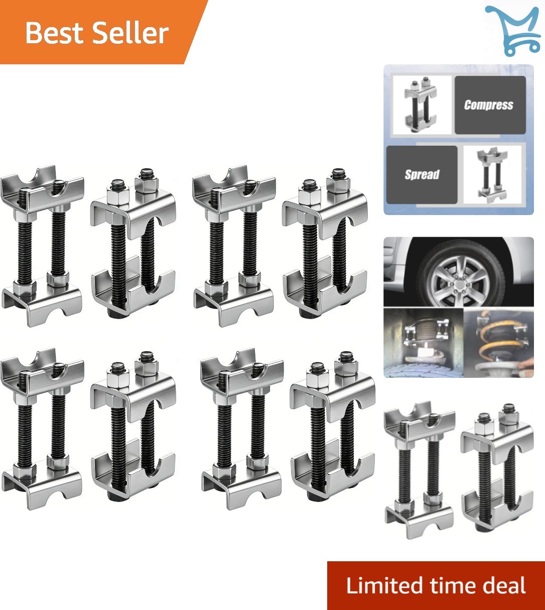 8 Pack Coil Spring Spacer Adjustable Spring Compressor Kit for Cars SUVs Trucks
