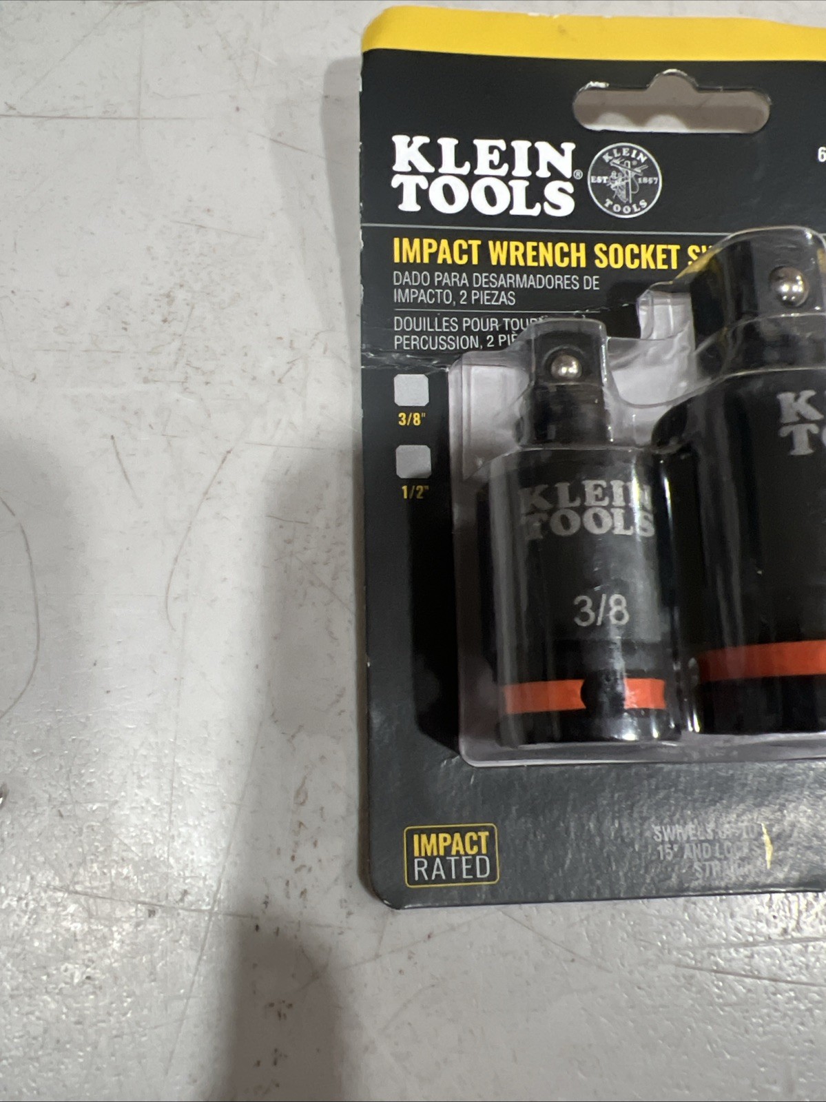 Klein Tools 65842SW Impact Wrench Socket Swivels 2 piece 3/8” & 1/2” New Sealed