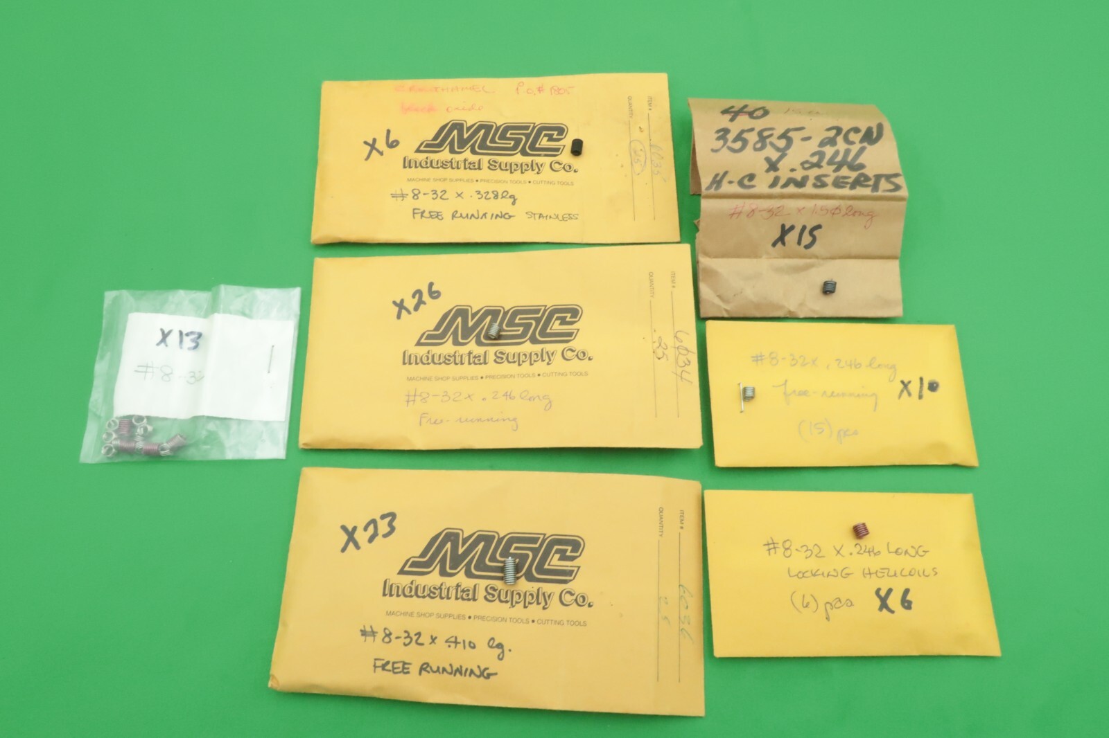 Helicoil Insert Lot 616 Count 6-32 8-32 2-56 4-40 10-32 1/4-20
