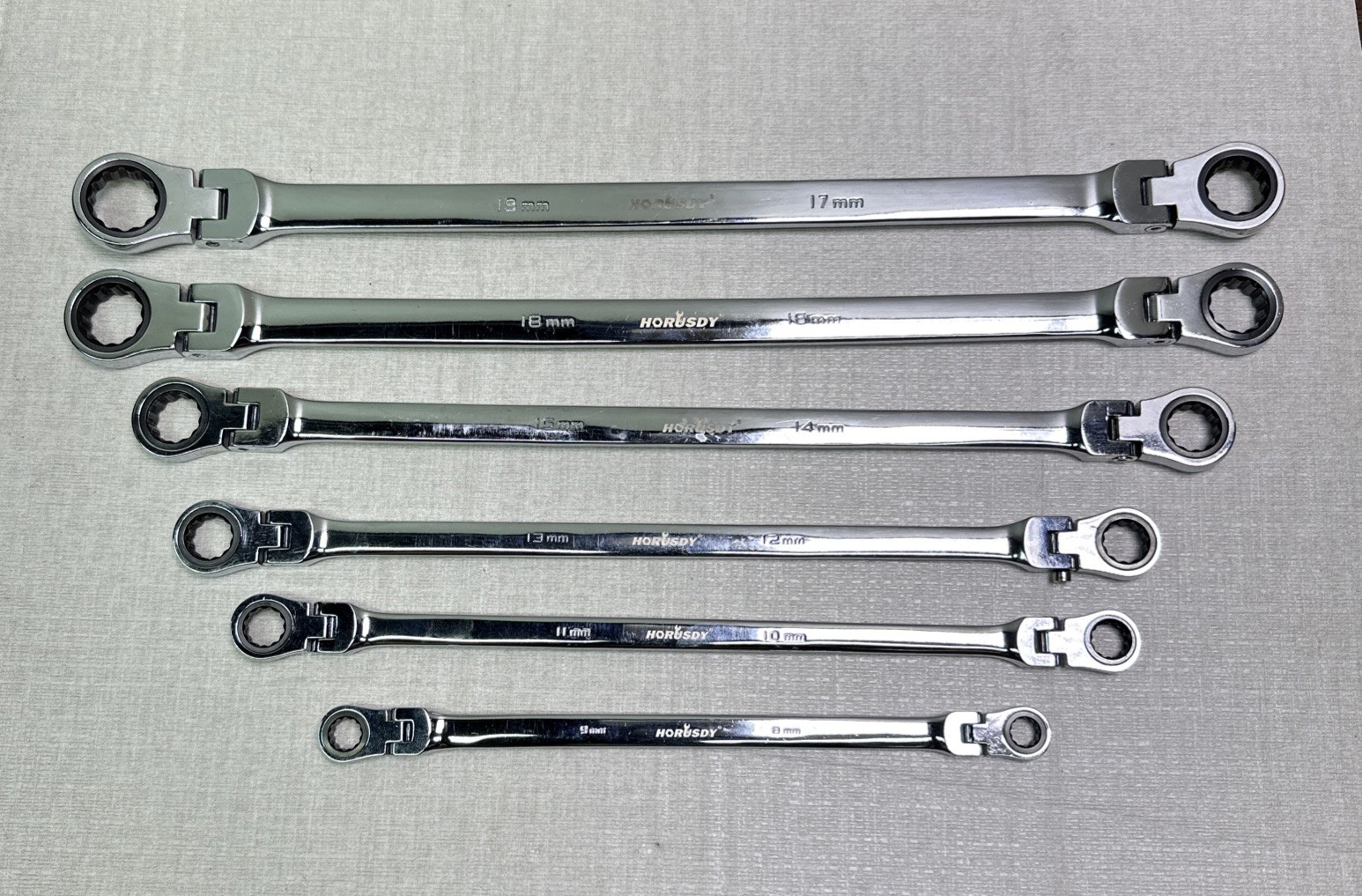 HORUSDY 6-Piece Large Wrench Set with Rolling Pouch Metric Chrome Vanadium Steel