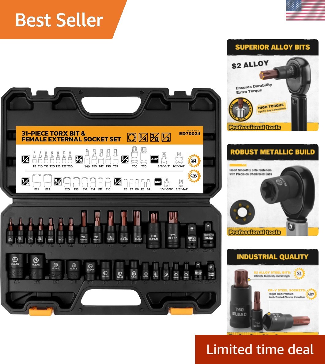 31-Piece Torx Bit Socket Set – Ideal for Mechanics, Durable & Versatile