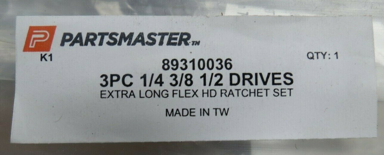LAWSON 89310036 EXTRA LONG FLEX HD RATCHET SET 1/4 3/8 1/2 DRIVE 3-PIECE NEW