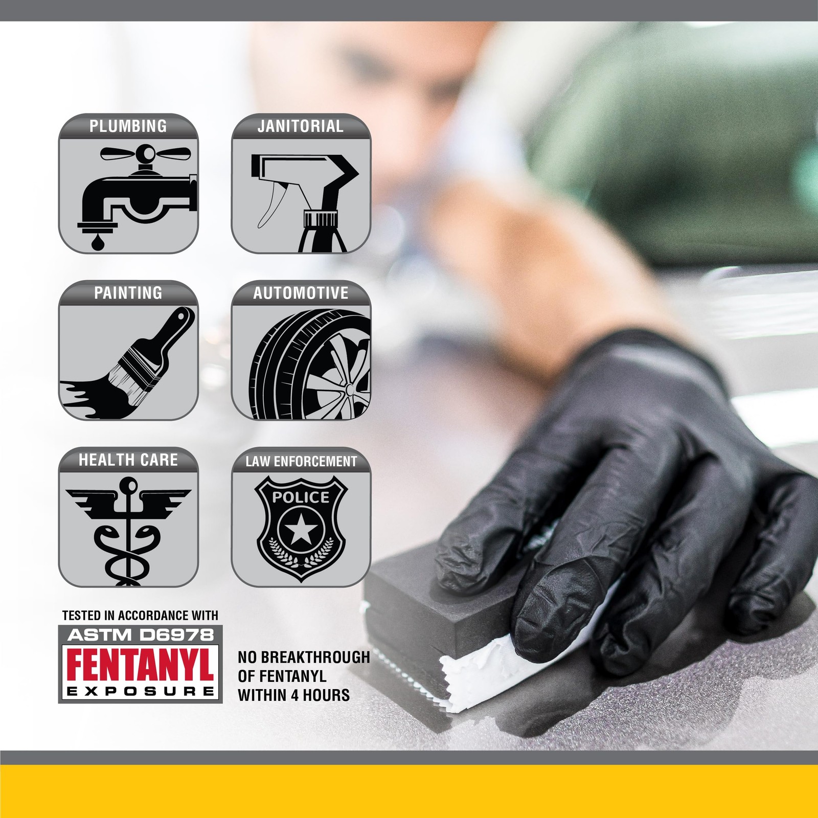 SAS Safety 66516 Raven Powder-Free Nitrile Gloves, Small, 100 Pack , Black