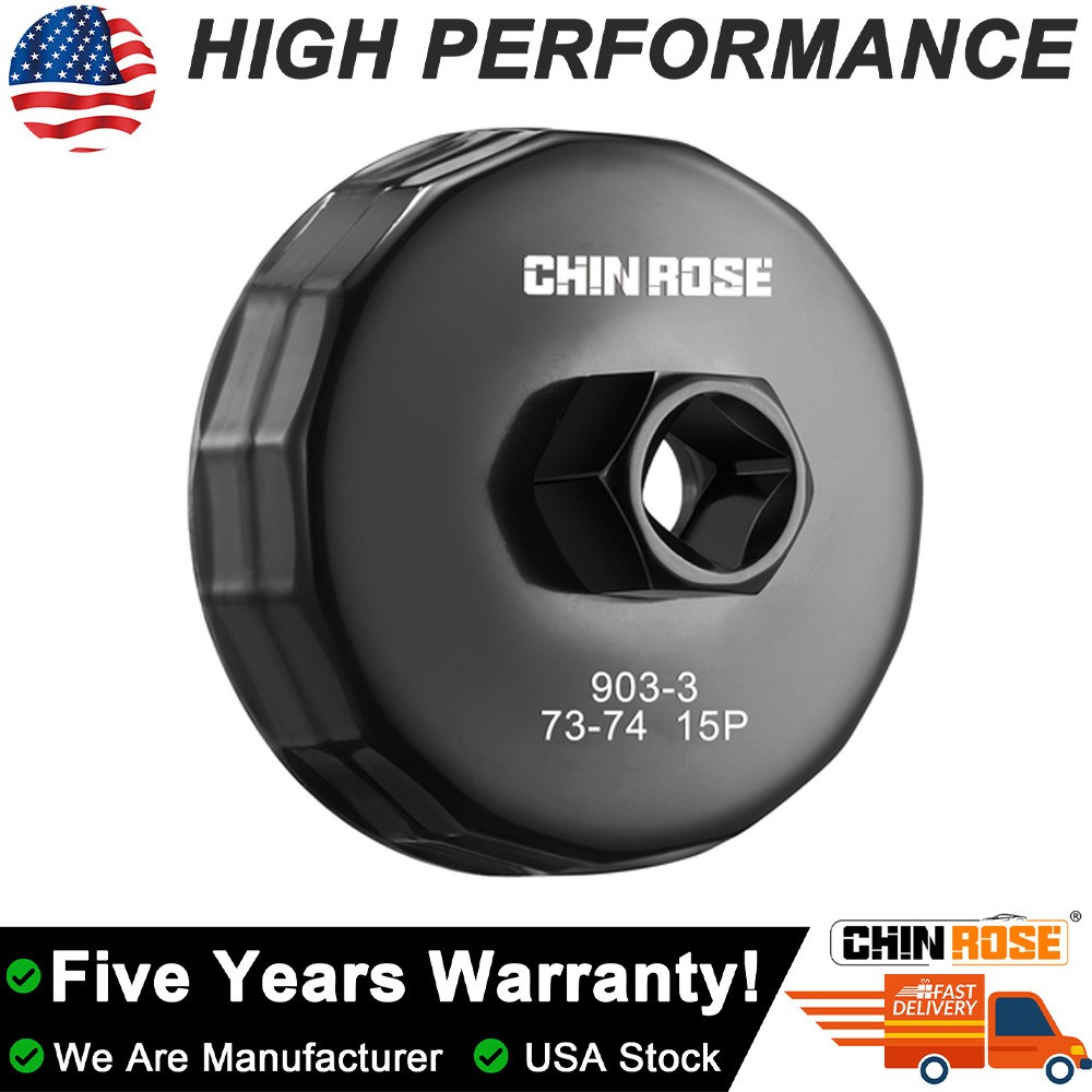Oil Filter Cap Wrench Cup Socket Remover Tool 74MM 15 Flute for GM Chrysle Chevy