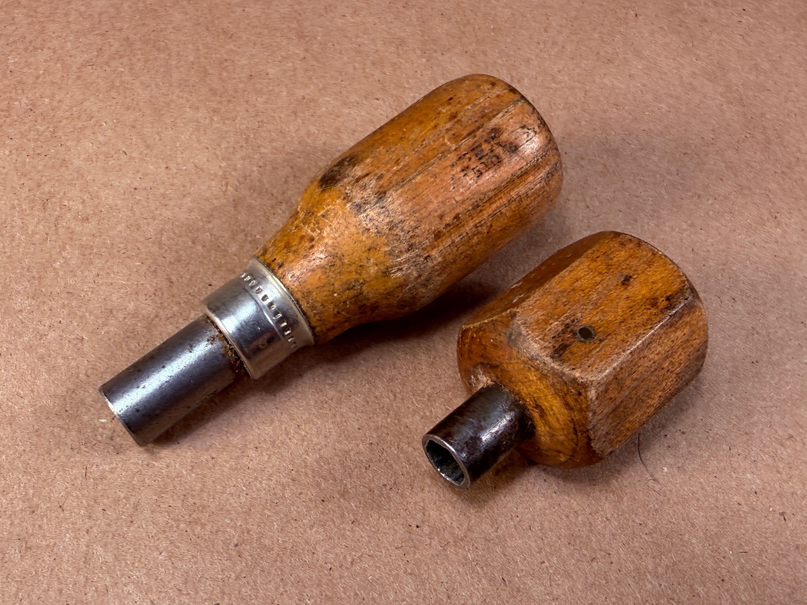 Pair Vintage – APEX 1/4” Wooden Bit Holder Screwdriver Nut Driver 28 & 1510