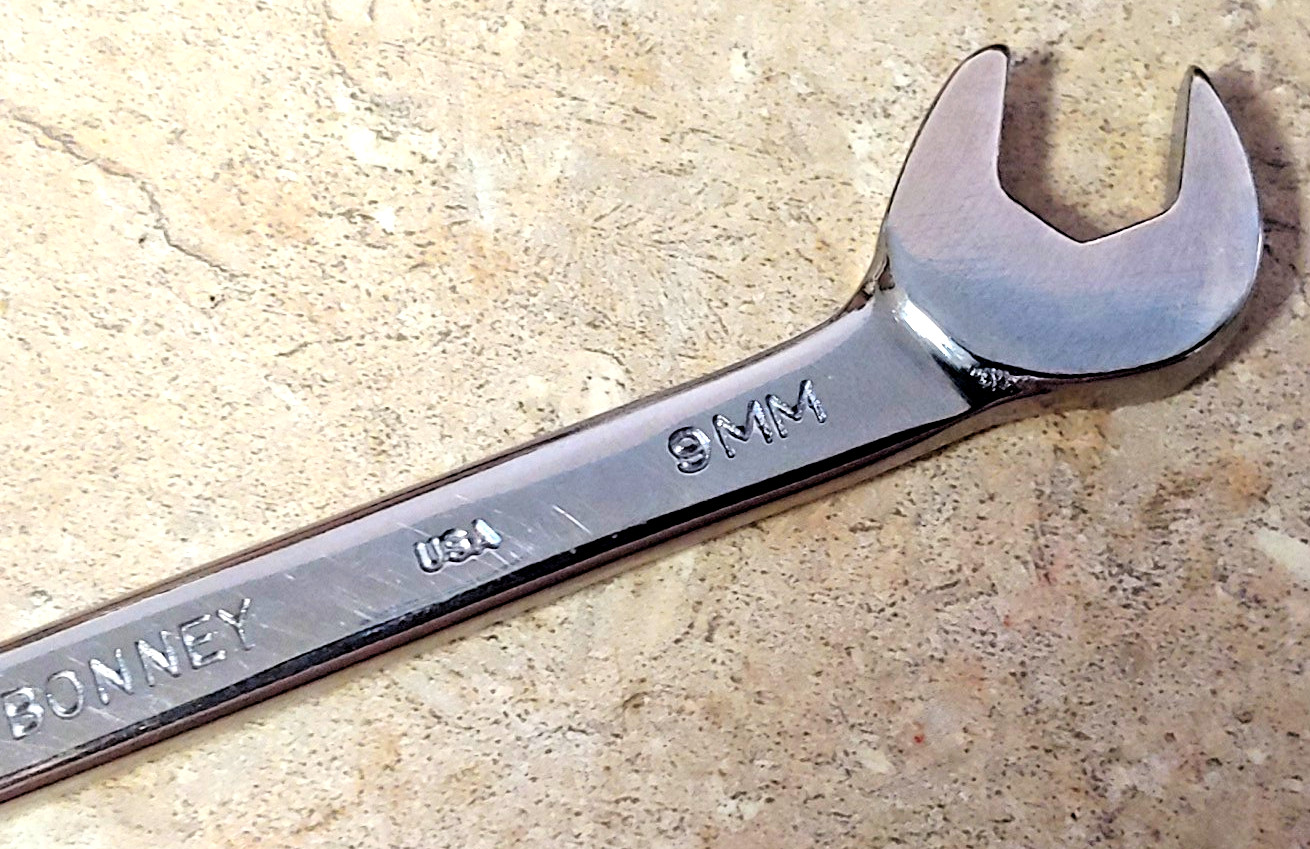 Bonney 9mm Open-end Polished 4-way Angle 15°-60°Wrench (MEA9) Made in USA