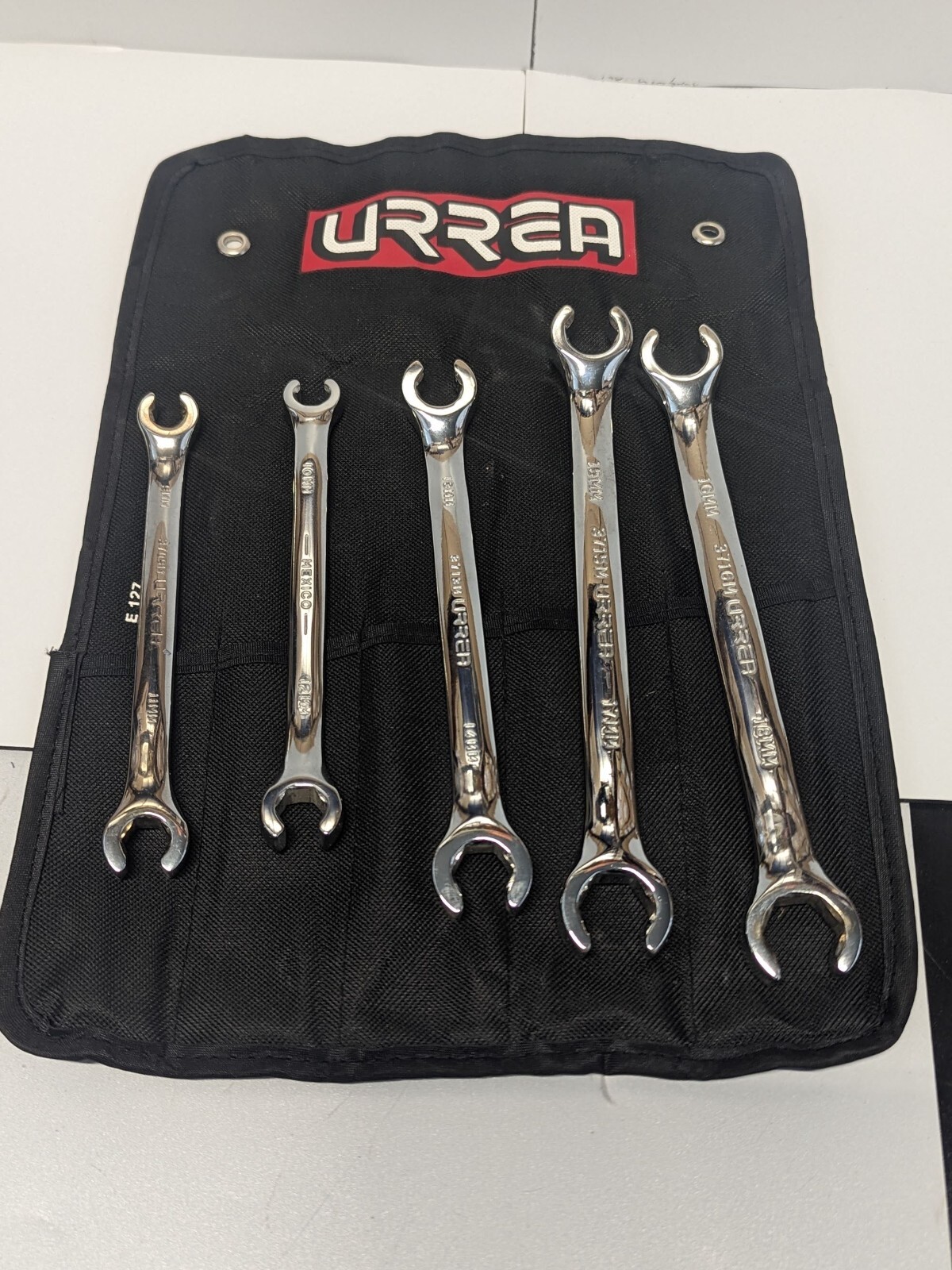 URREA 3700M Full Polished Flare Nut Wrenches, Set of 5 Pieces, Metric