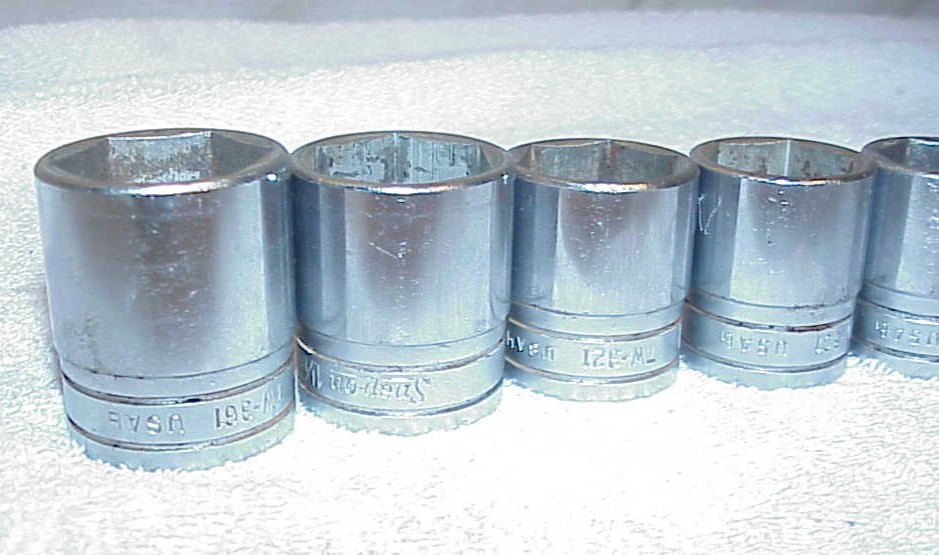 9 pcs Snap On 1/2” Drive Shallow Socket Set 6pt. 1-1/8″ – 1/2″ TW361 TW341 TW321