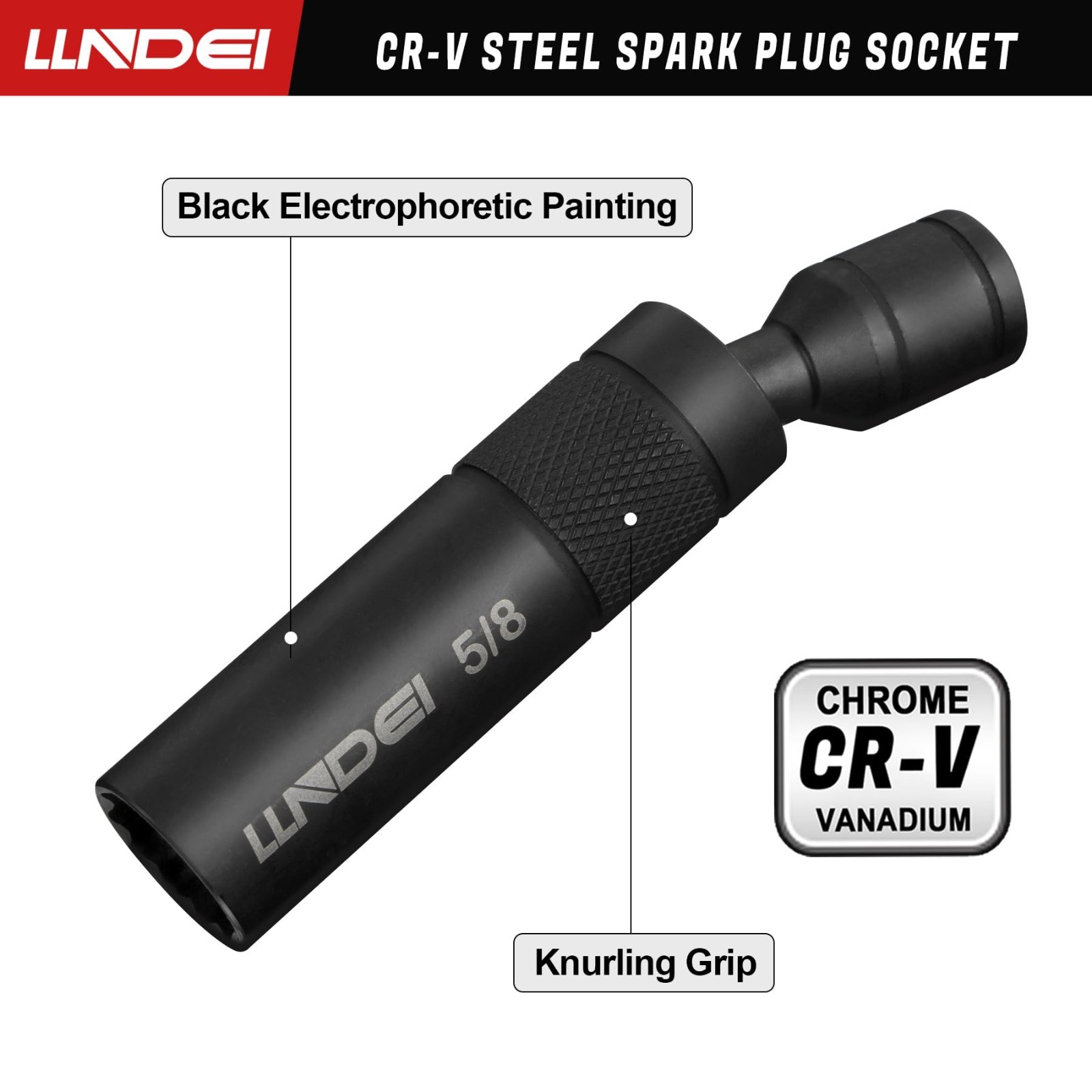 Magnetic Swivel Spark Plug Socket Set – 3/8″ Drive, 14MM, 5/8″, 9/16″, 13/16″ Si