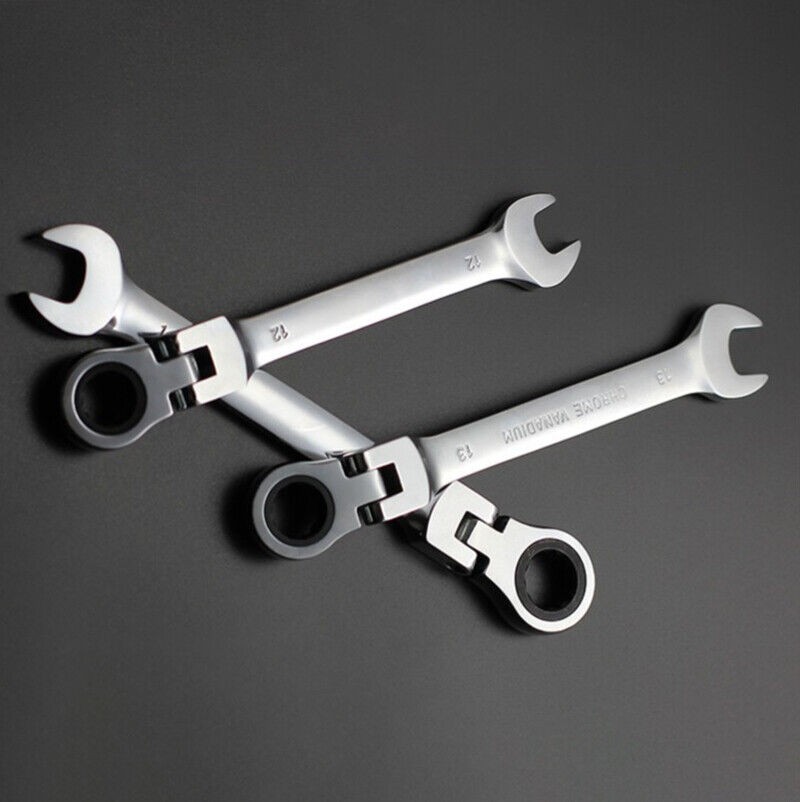 7pc 8-19 mm Ratcheting Wrench Combination Spanner Tool Set Metric Flexible Head