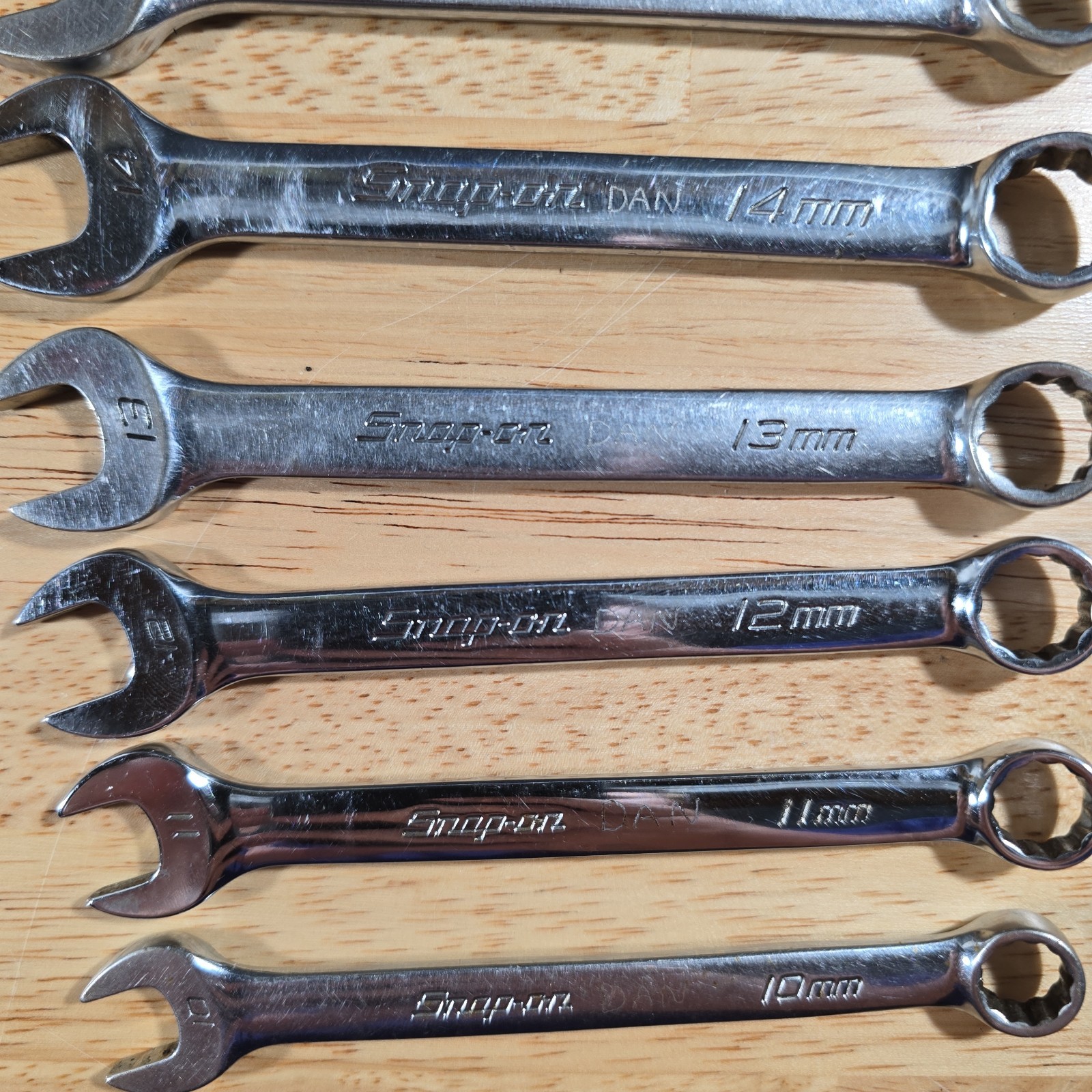 Snap On 10 pc 12 Point Metric Short Combination Wrench Set 10mm – 19mm