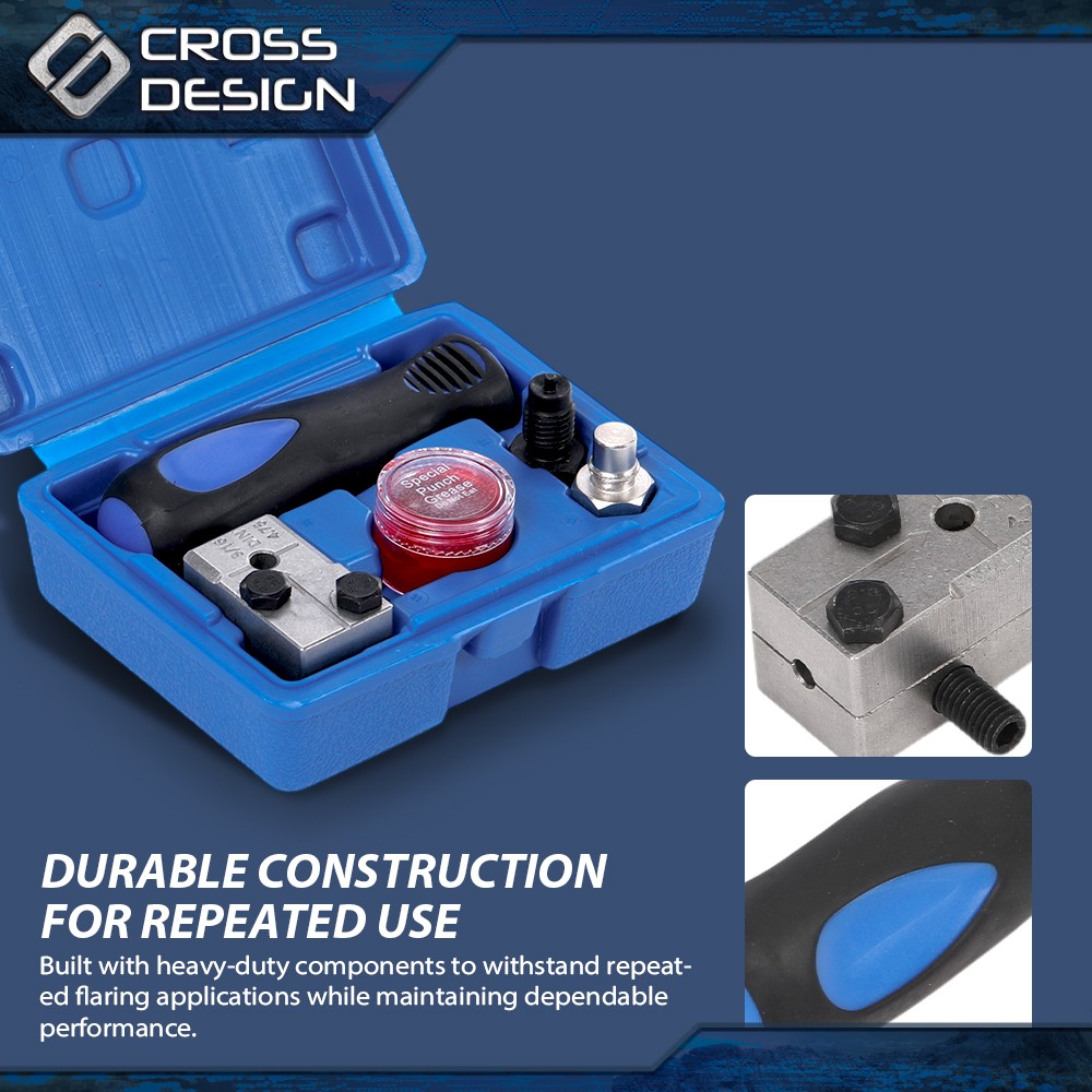 Universal Handheld Car Brake Line Flaring Tool Kit 3/16» Double Flare + Storage
