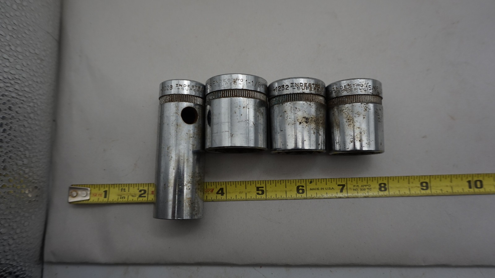 Vintage Industro Super 1/2 Inch Drive 1 1/8 , 1 , 15/16 & 7/8″ deep 4 sockets