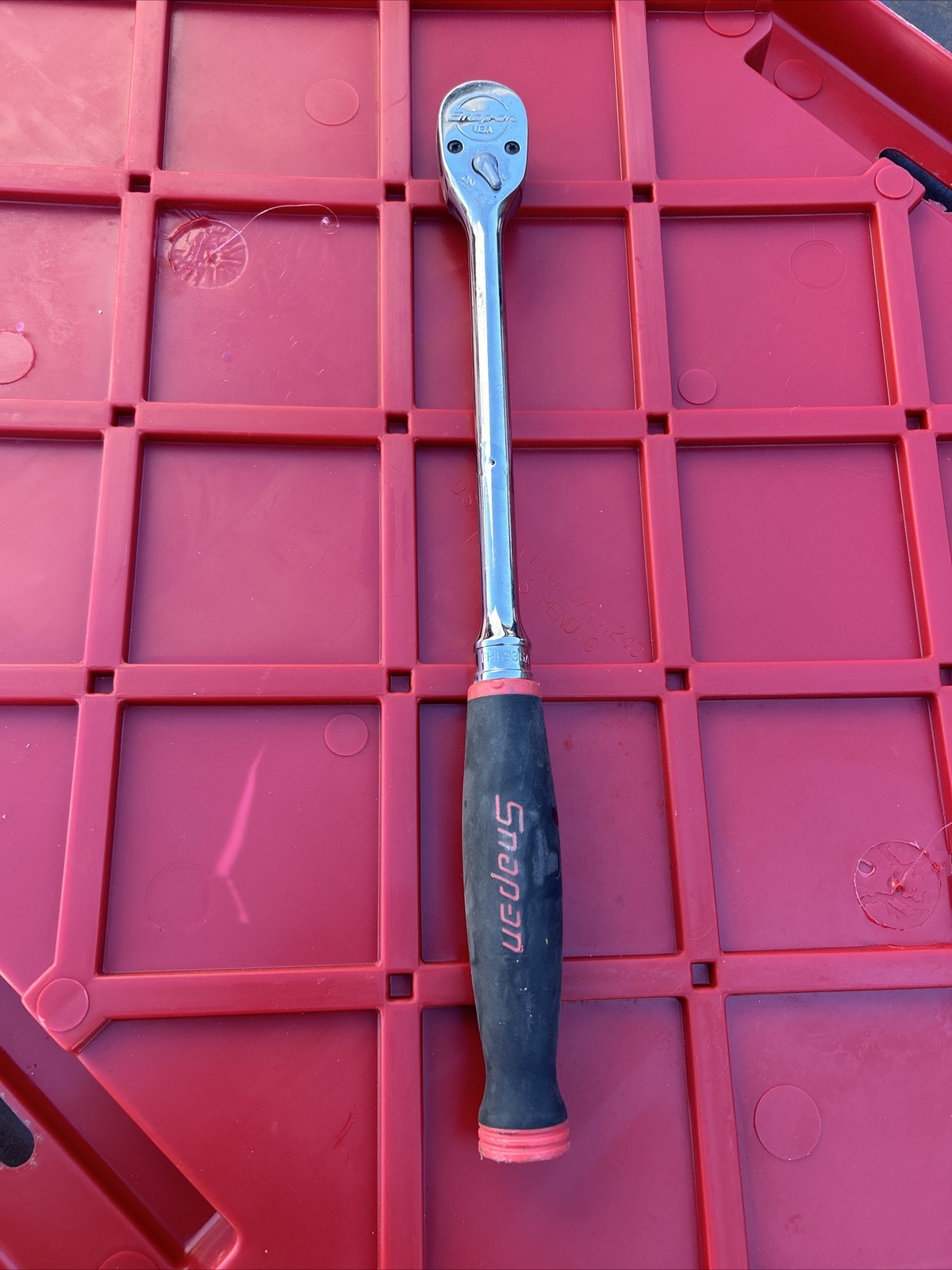 SnapOn FHL936A Chrome 3/8″dr Ratchet Wrench 12.5″L Soft Red Handle USA Good 8/10