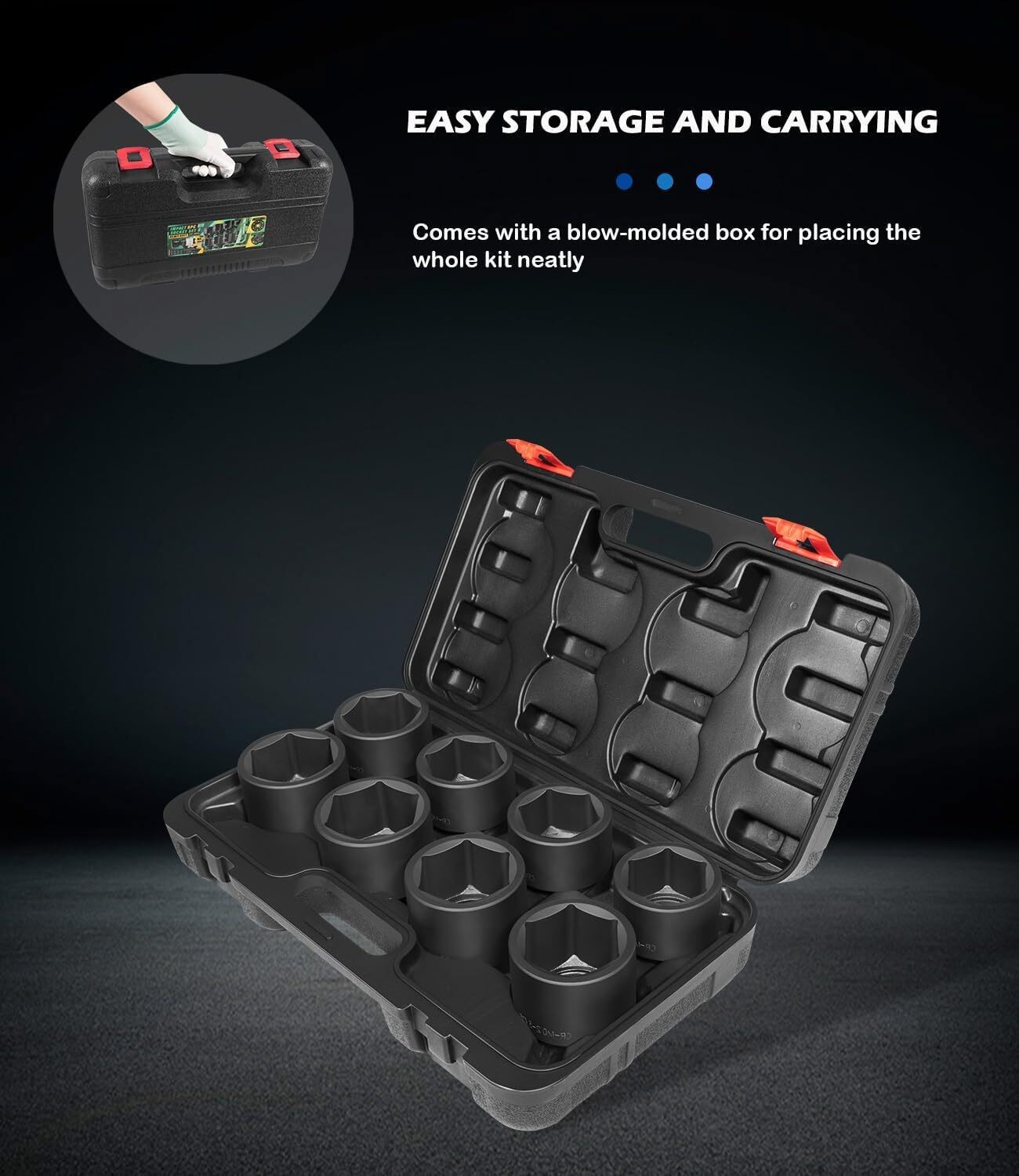 8pc 3/4Inch Drive Jumbo Deep Large Impact Socket Set 6 Point SAE 2-1/16 to 2-1/2