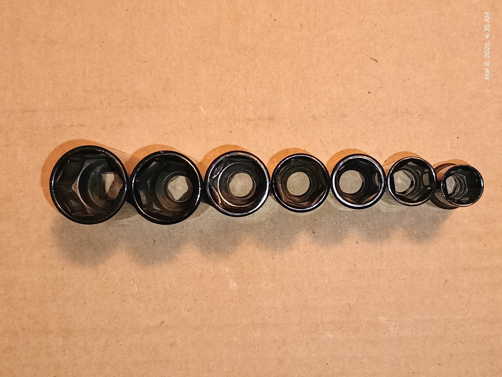 Stanley Black Chrome 7 Piece Deepwell SAE 6 Point Socket Set For 3/8″ Drive