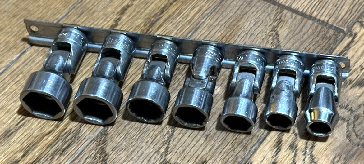 🇺🇸 Snap On Tools Swivel 3/8″ Drive Universal Socket Set Lot SAE Wobble 6PT