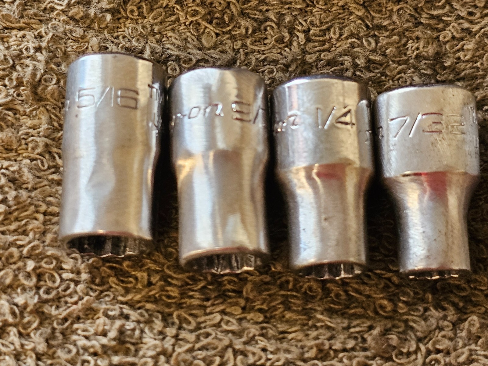 10 Snap On Socket 1/4″ Drive TMD SAE 9/16 1/2 7/16 3/8 11/32 5/16 6 12 Point USA