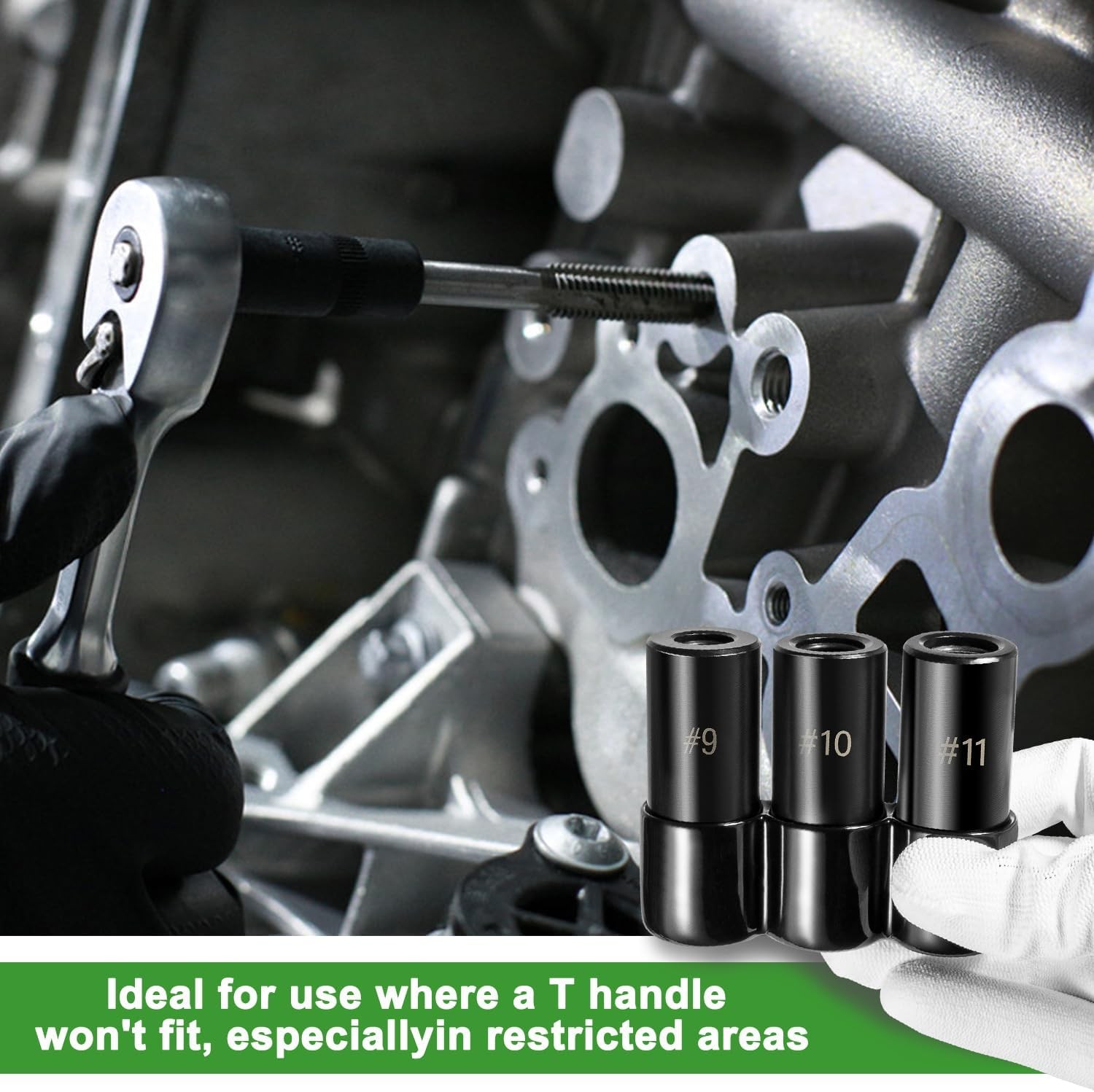 70940 3-Piece Tap Socket Set Tap Socket Wrench #9 10 11 Tap Sockets