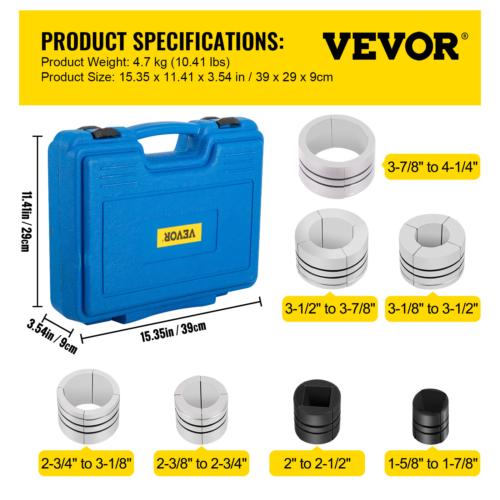 VEVOR Hydraulic Exhaust Pipe Expander Manual Tailpipe 1-5/8″ to 4 1/4″ 10 Tons