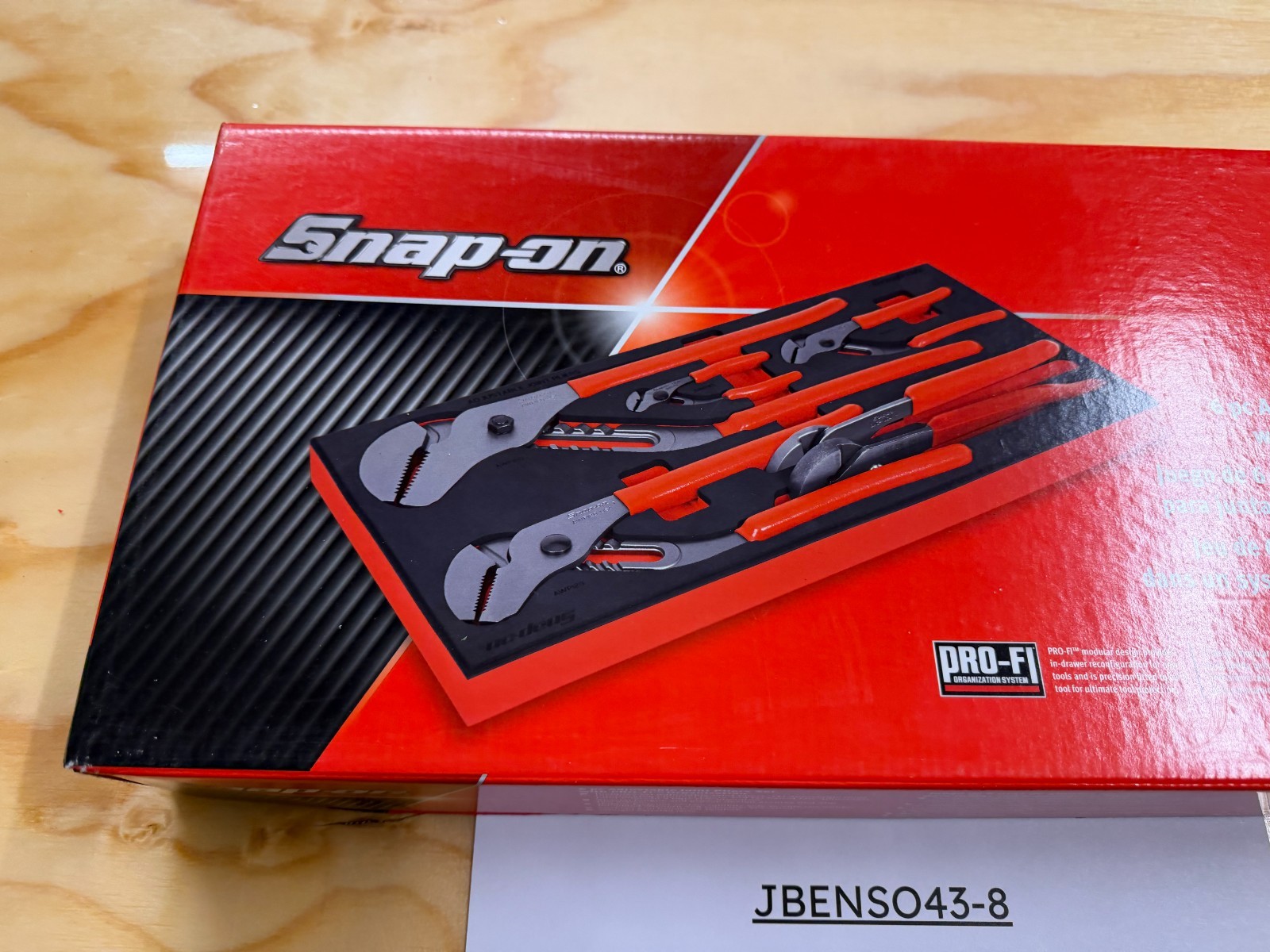 Snap-on Tools USA NEW RED 6pc Adjustable Joint Pliers Foam Set PLAJ600FR