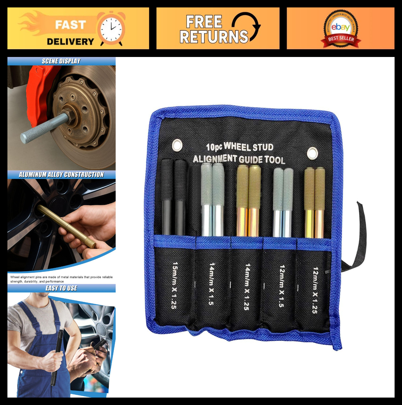 10PCS Wheel Alignment Pins & Hanger Tool Kit, Tire Mounting & Balancing Guide