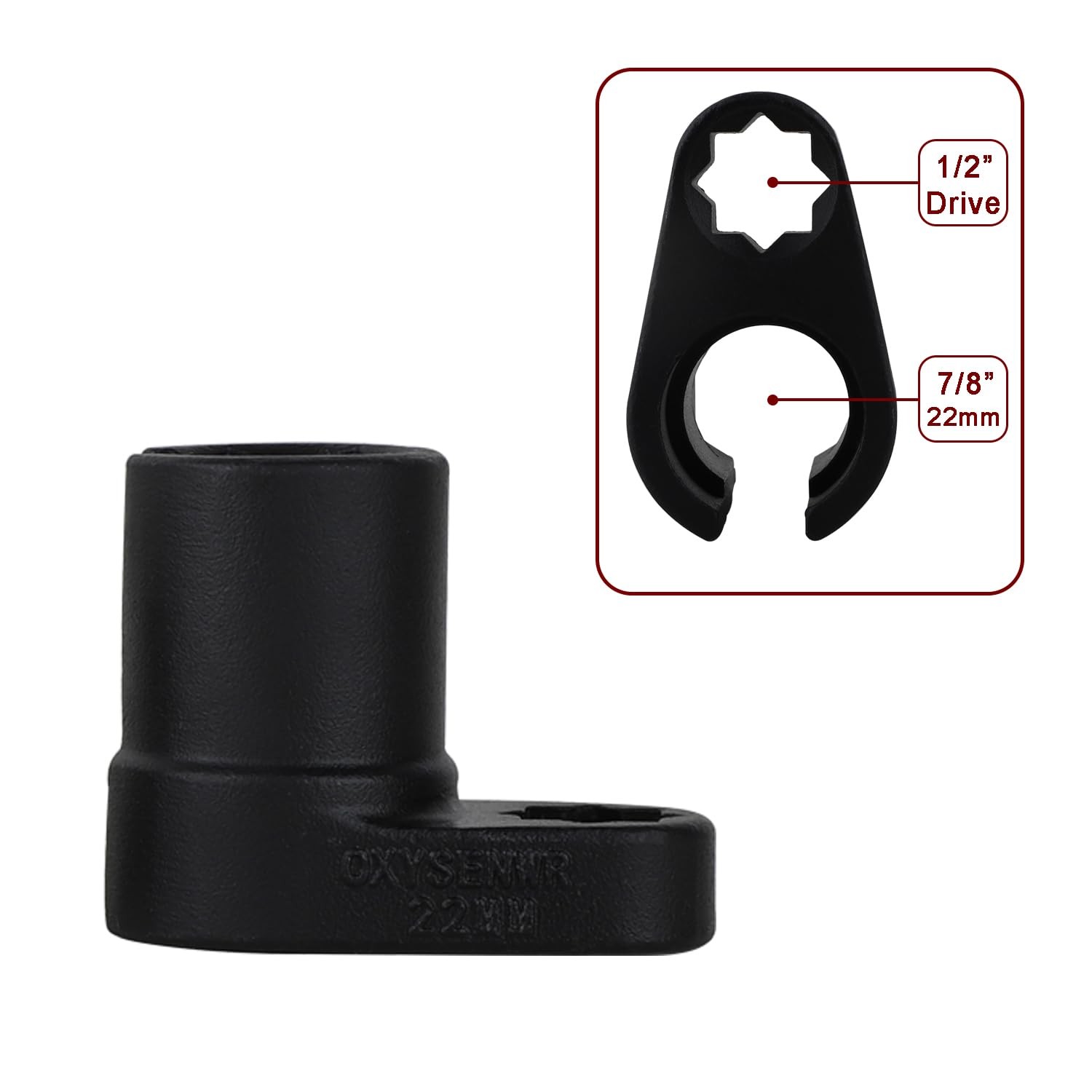 ITEQ 5 Pcs Automotive Oxygen Sensor Socket Wrench 7/8” 3/8” 1/2”, Black White