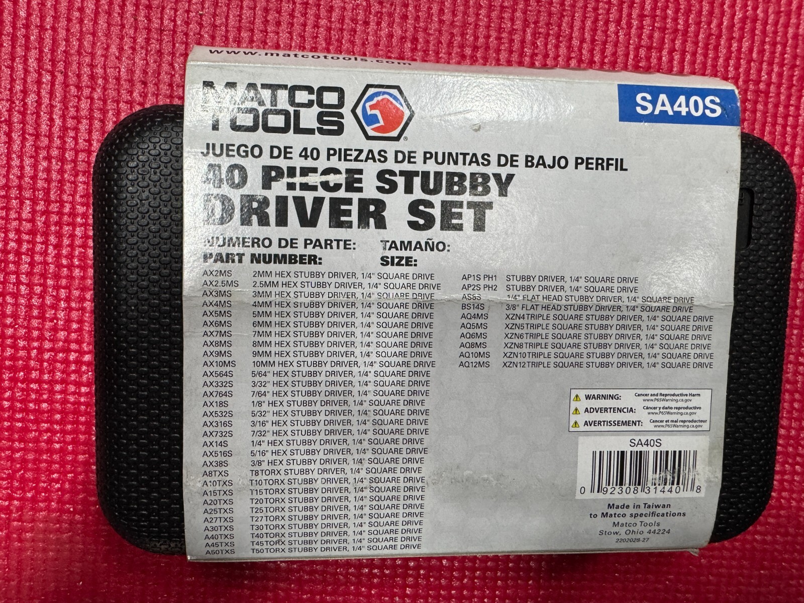Matco 40 Piece 1/4” Drive Stubby Driver Set SA40S