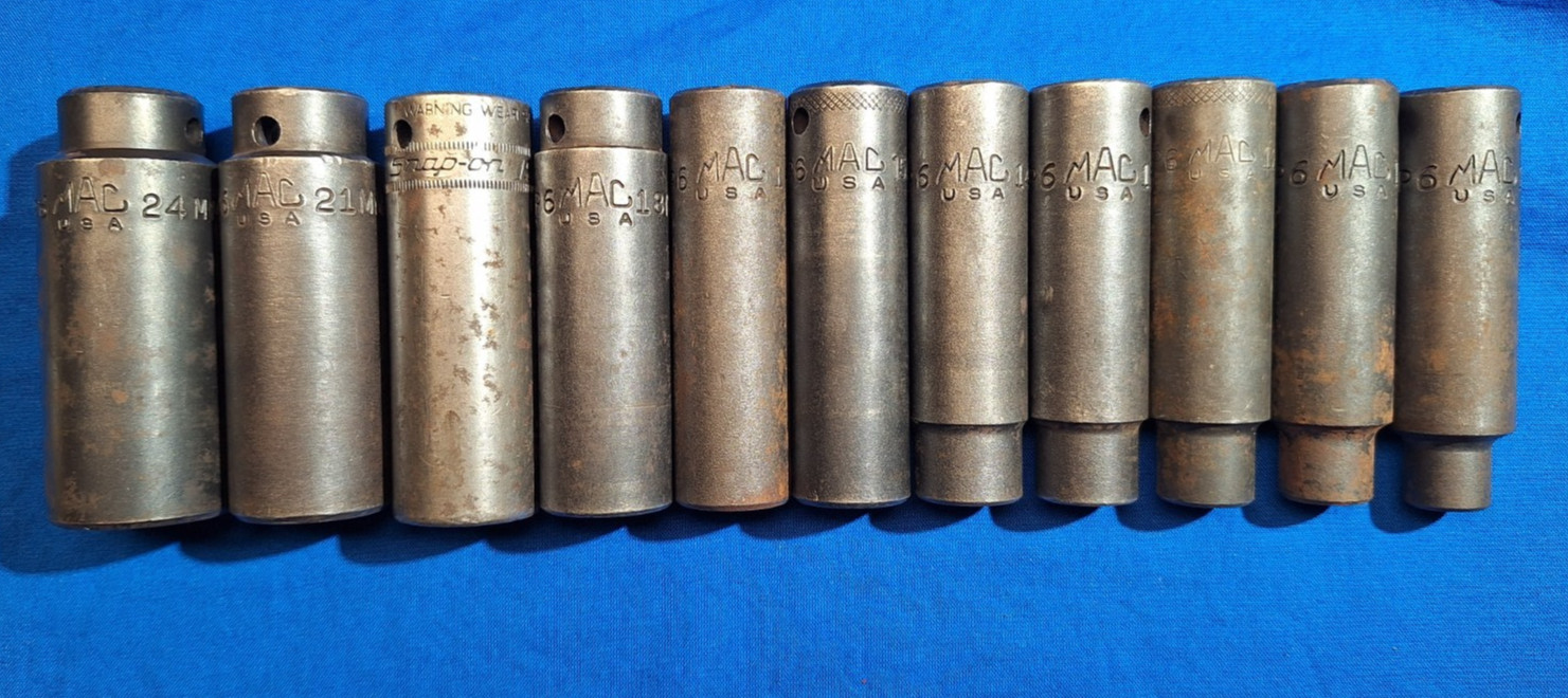 Mac Tools VDP 11pc METRIC 1/2″ dr DEEP 6pt impact socket set 24mm-10mm W/ Tray