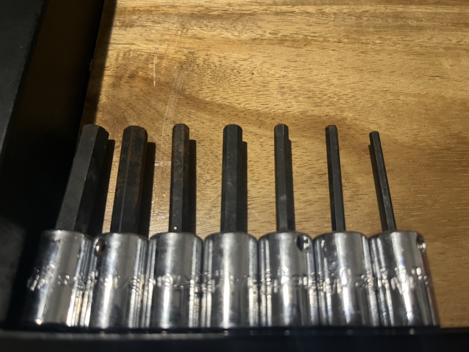 Mac Tools Hex 3/8” Driver standard Socket Set 7-Pc w Tray 4mm-10mm