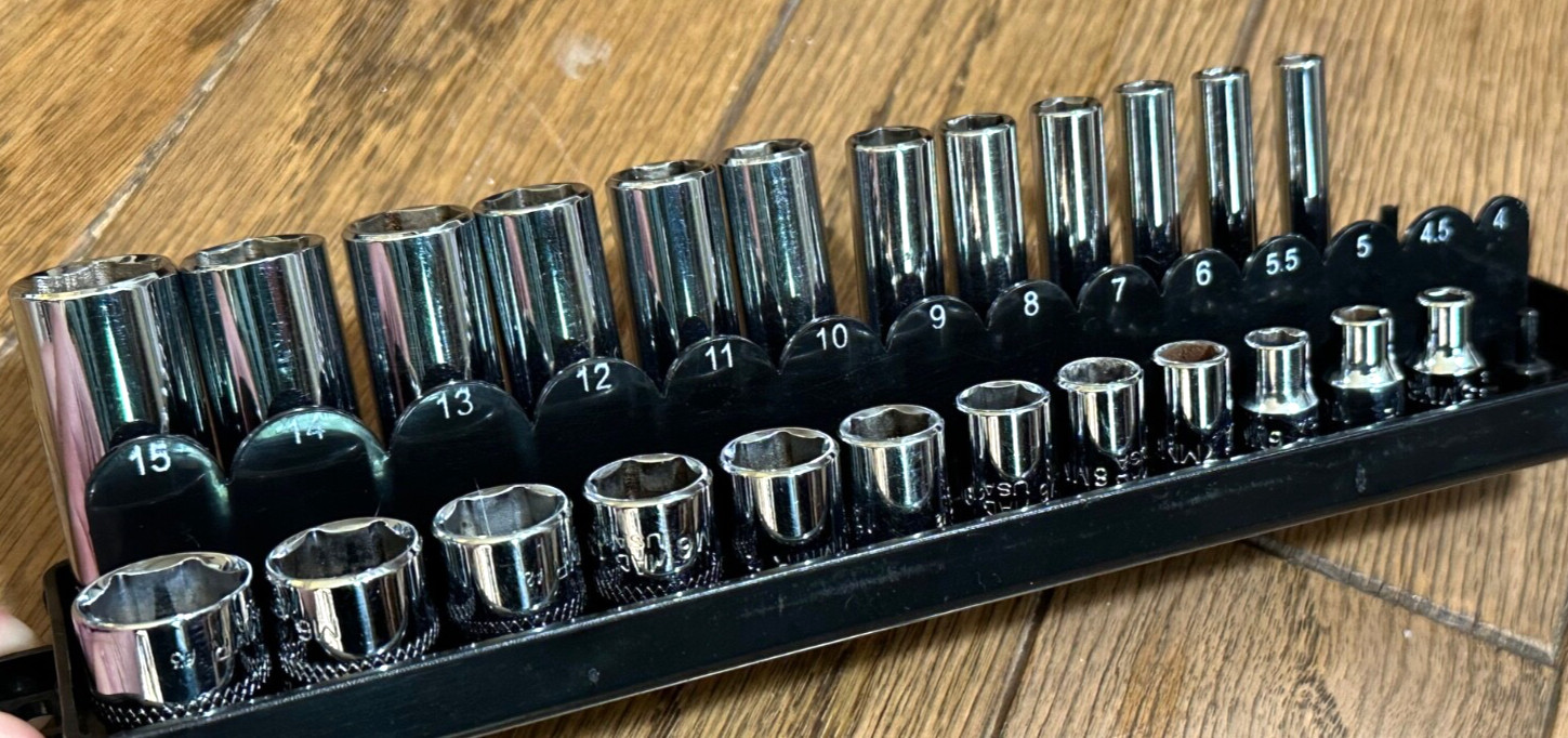 🇺🇸 MAC Tools USA 1/4″ Drive METRIC 5mm – 15mm Socket Set Shallow Deep 6PT Lot