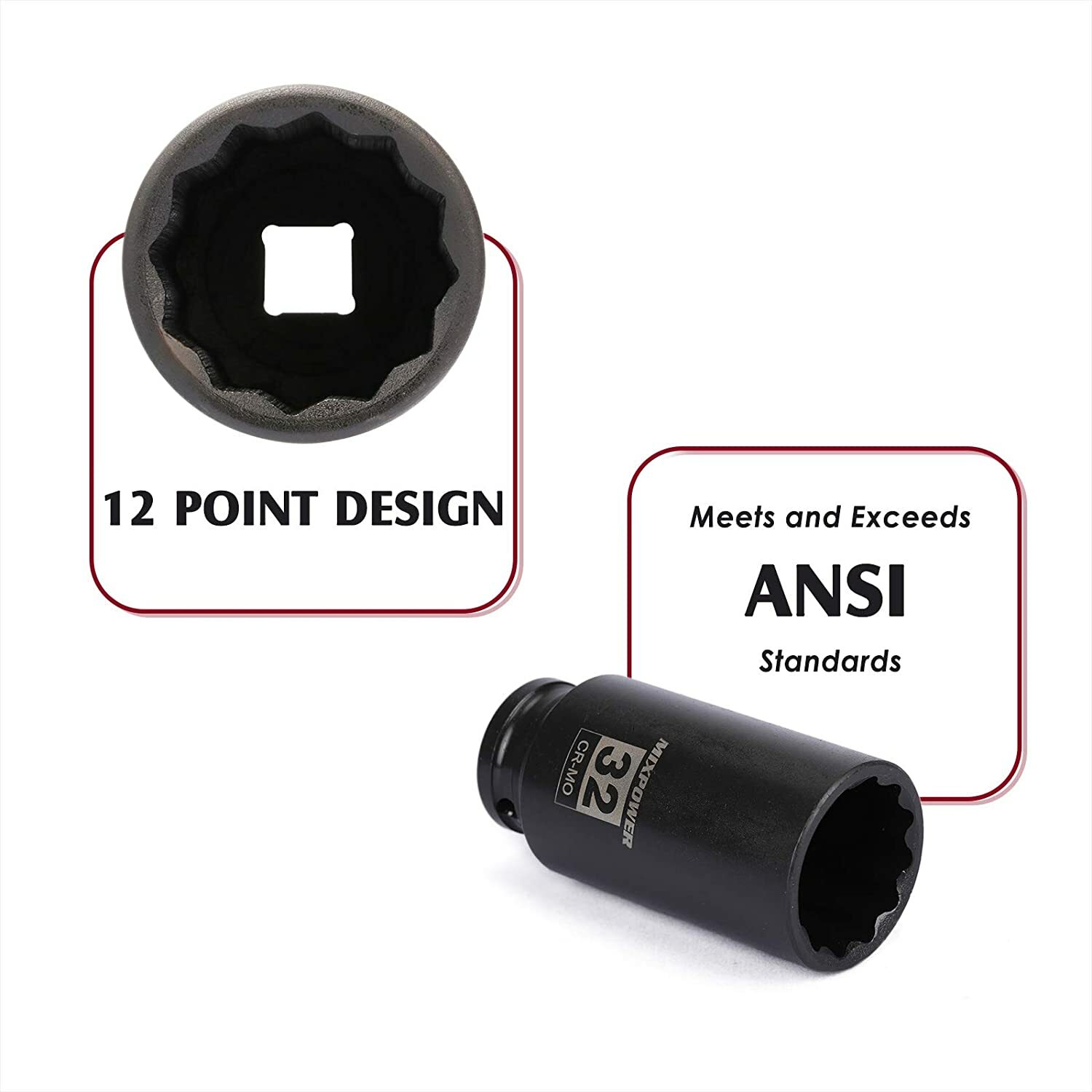 4pc 1/2″ Dr Deep Spindle Axle Nut Socket Set 12 POINT METRIC 30mm 32mm 34mm 36mm