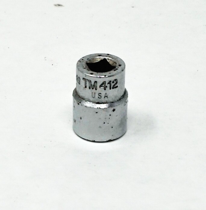 Vintage Snap-On USA [TM412] 3/8″ SAE 1/4″-Drive 8-Point Chrome Socket