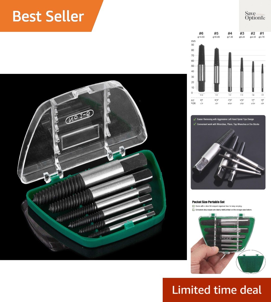 6pcs Stripped Screw Extractor, Damaged Bolt Remover Set – Ideal Left Hand Spi…