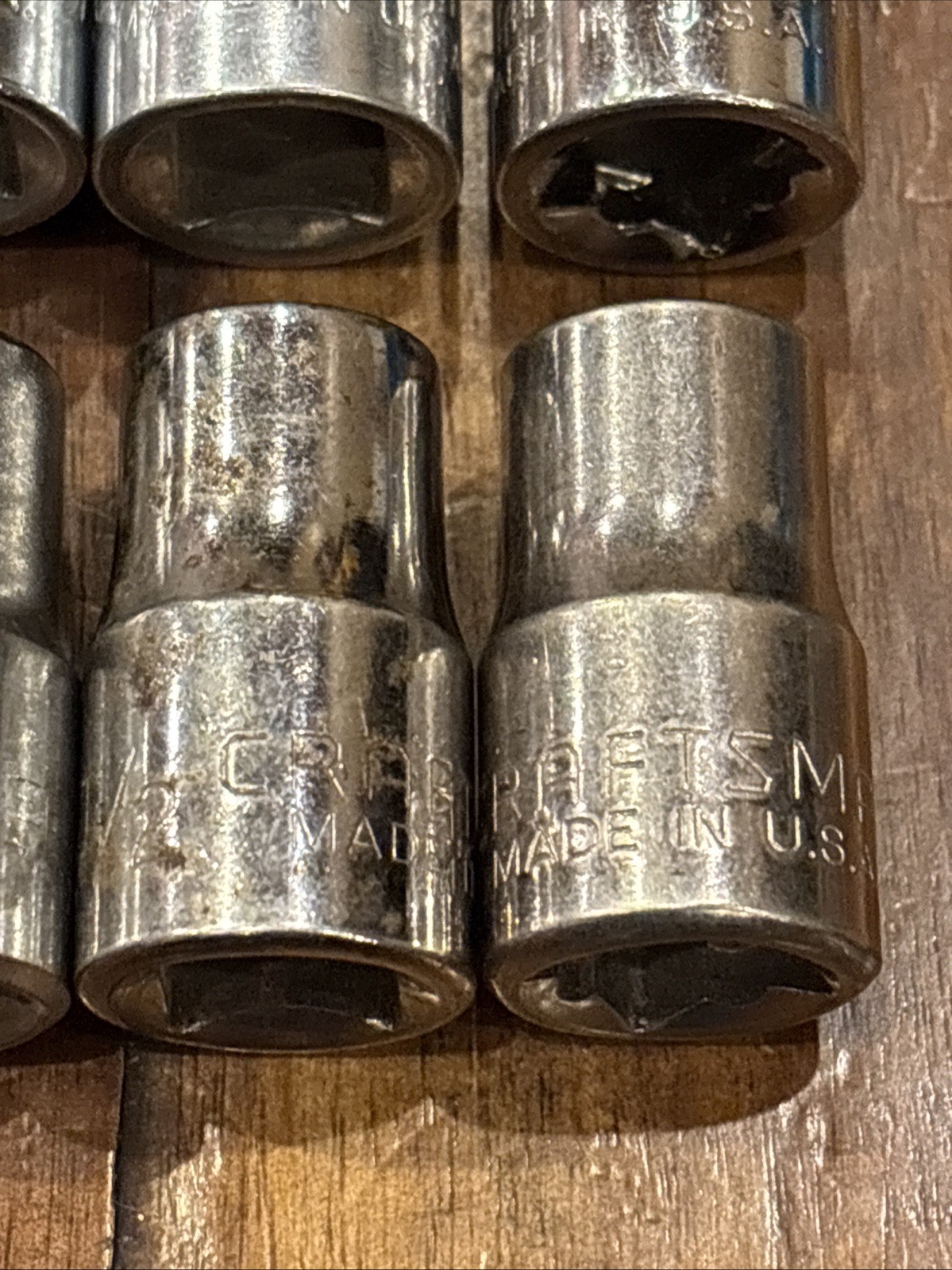 Craftsman 1/2” Shallow Sockets 8 Piece 1/2” Drive 6 Point & 12 Point USA SAE VGC