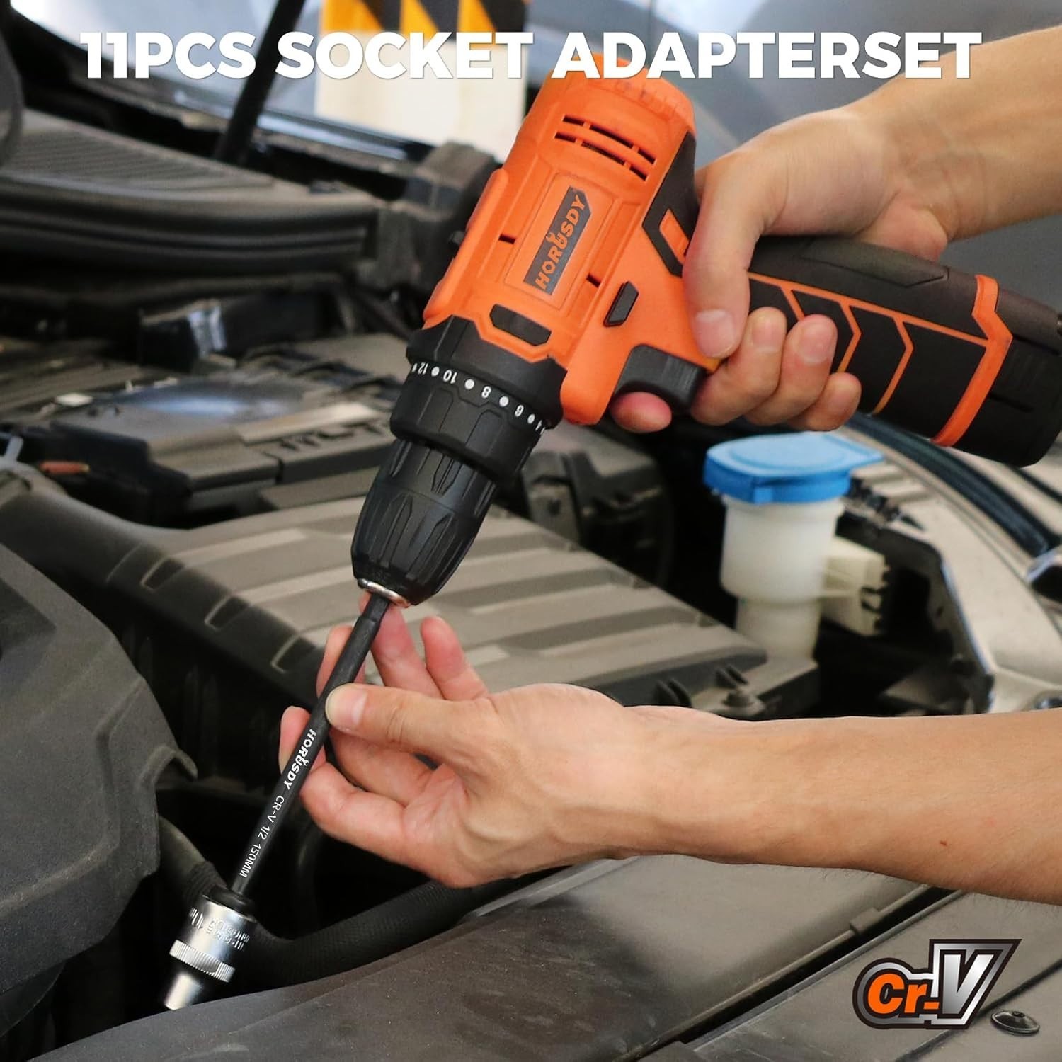 11-Piece Impact Socket Adapter Set 1/4, 3/8, 1/2-Inch Hex Shank Cr-V Steel