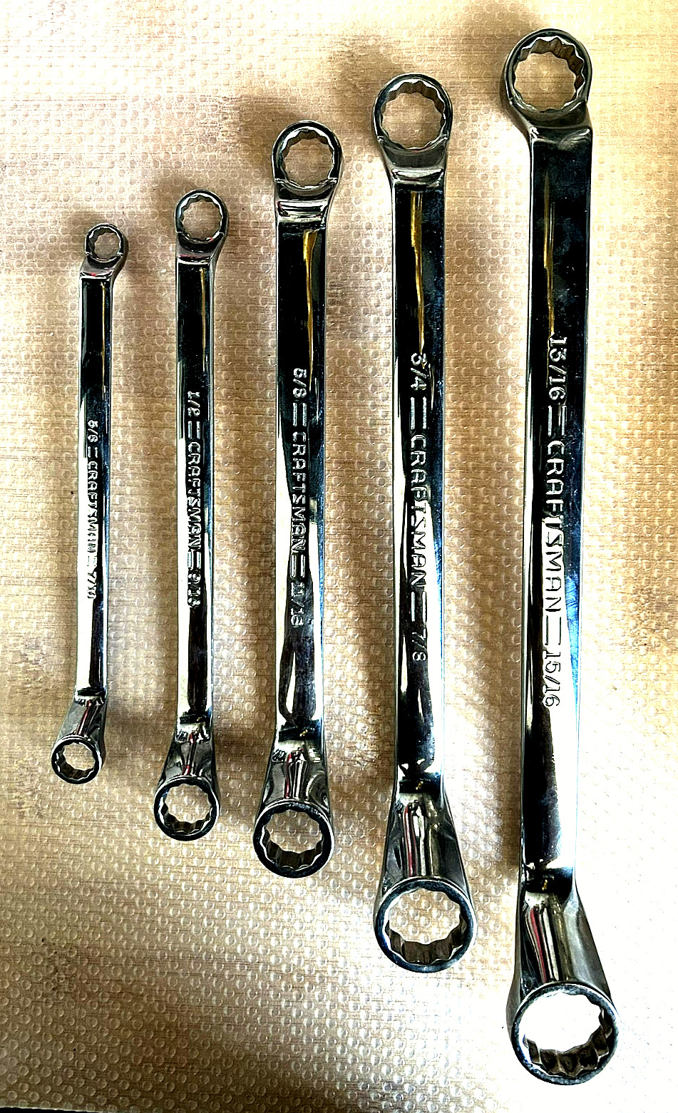 Craftsman USA Deep Offset Chrome Polish Double Box End Wrench Set, 5-Piece SAE