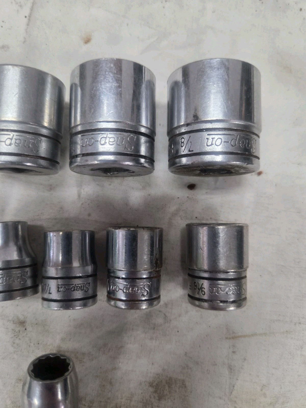 10 Pc Snap On F Series Shallow Well 12 Pt Socket Set SAE USA Chrome